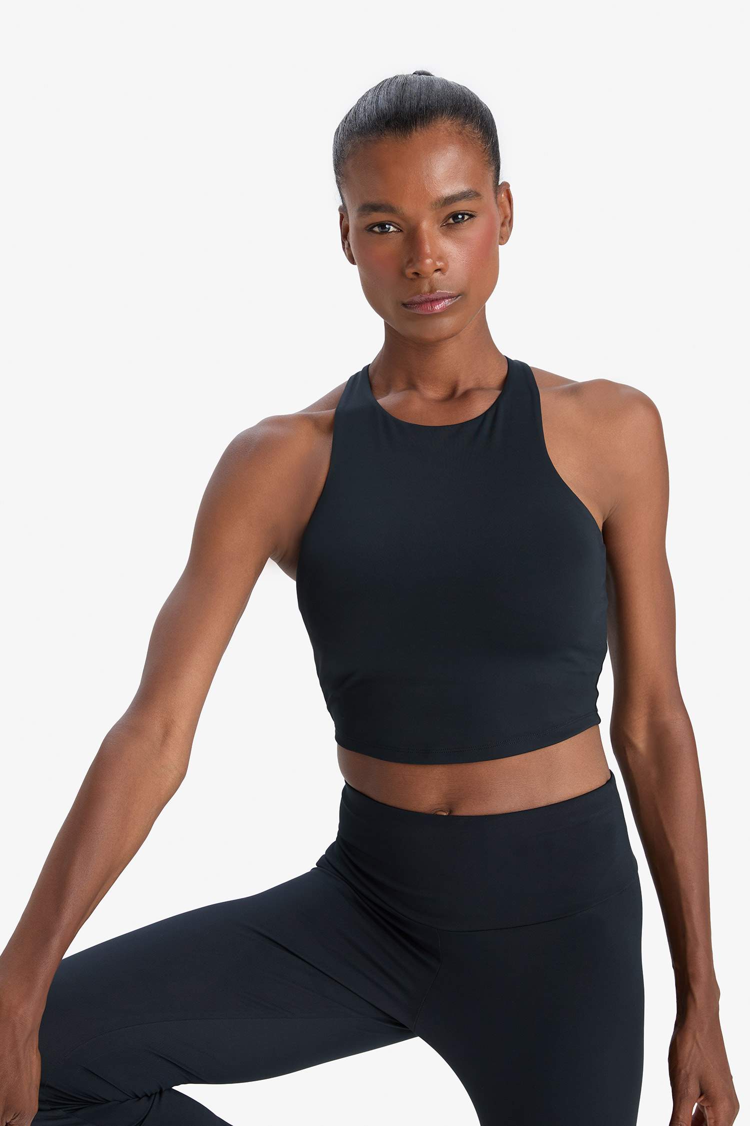 DeFactoFit Bisiklet Yaka Pedli İç Göstermez Esnek Kumaş Uzun Sporcu Sütyeni