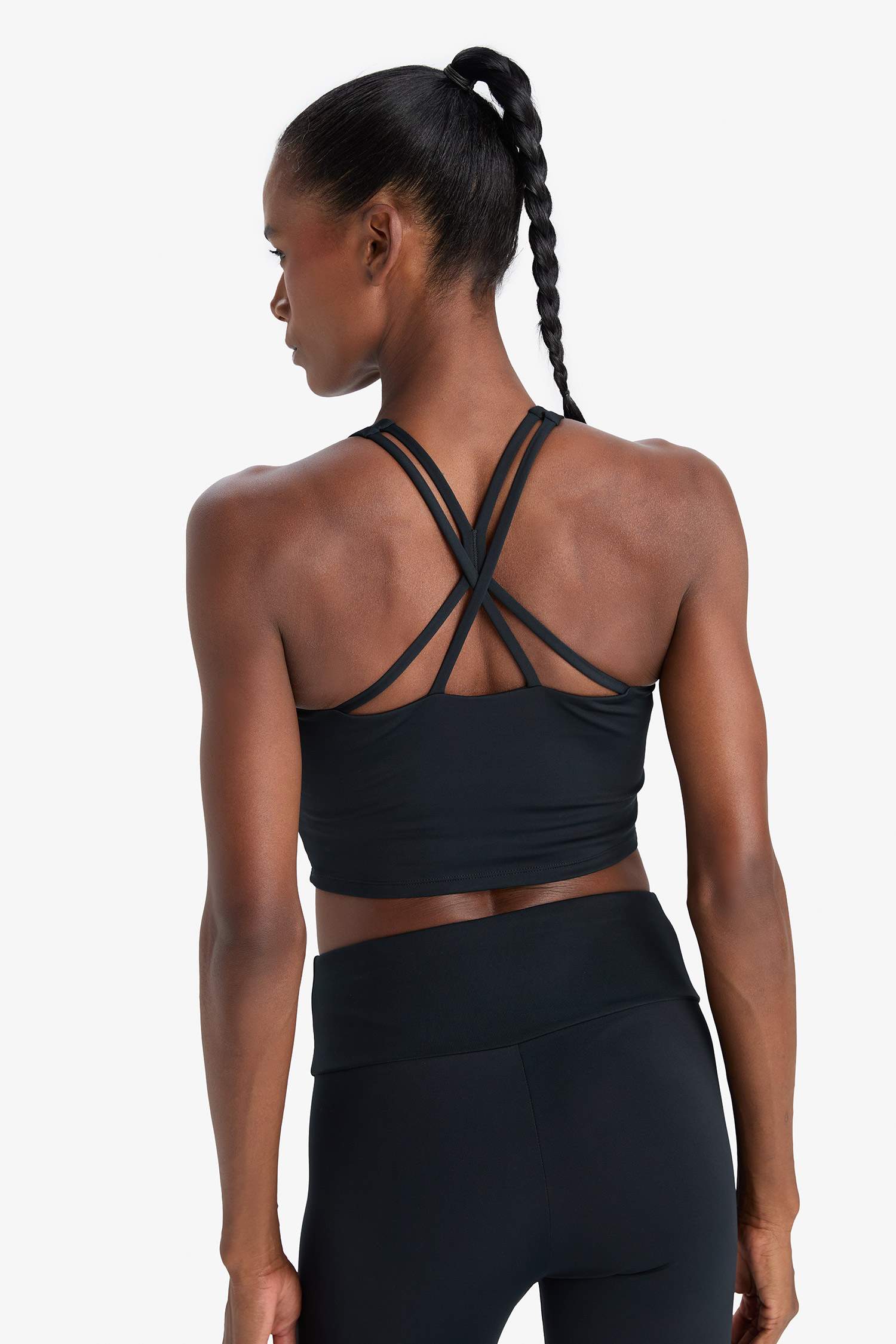 DeFactoFit Bisiklet Yaka Pedli İç Göstermez Esnek Kumaş Uzun Sporcu Sütyeni