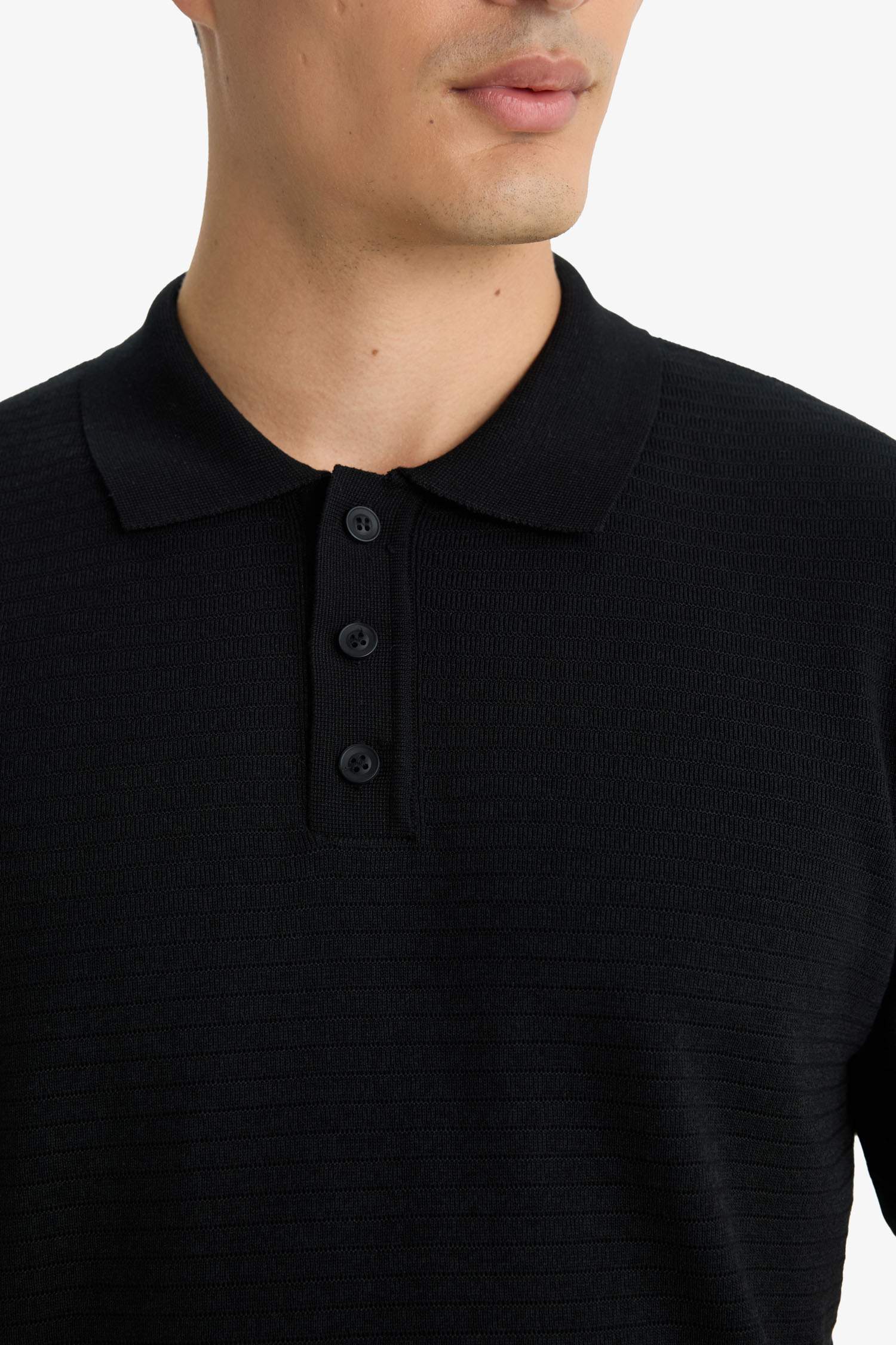 T-shirt en maille à col polo manches courtes Coupe standard