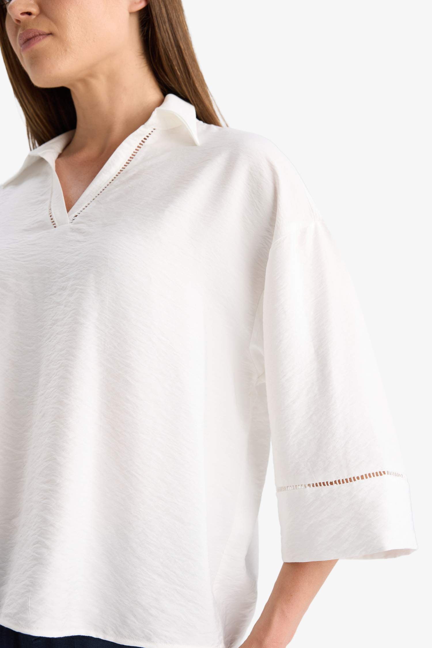 Relax Fit блуза с воротником рубашечного типа и длинными рукавами