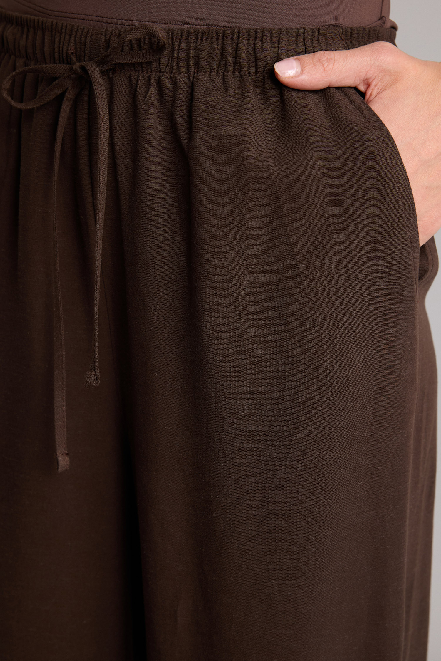 DeFacto Wıde Leg Cepli Yüksek Bel Standart Boy Keten Karışımlı Pantolon görsel 4