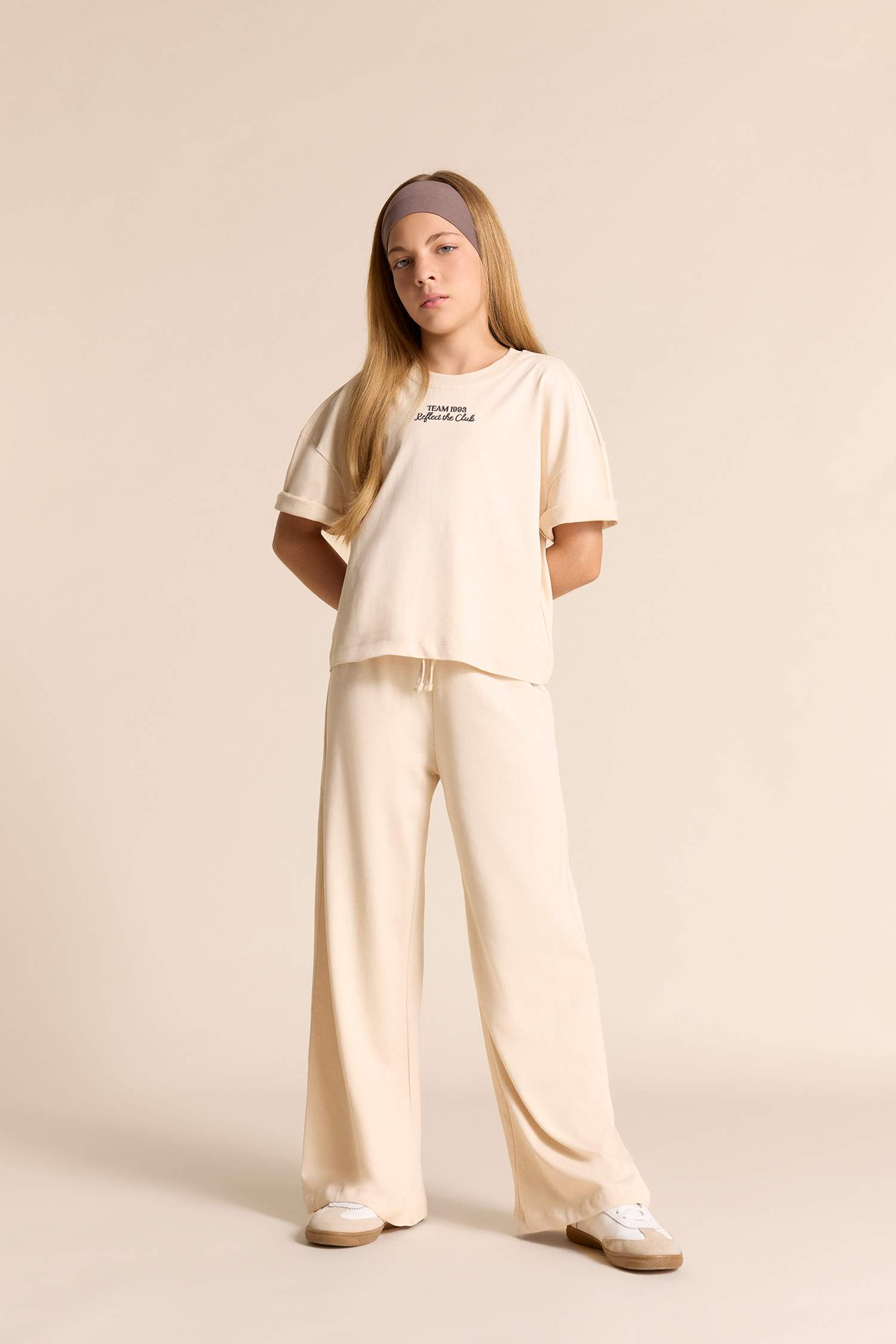 Kız Çocuk 2'li Takım Kısa Kollu Baskılı Tişört Beli Lastikli Uzun Alt