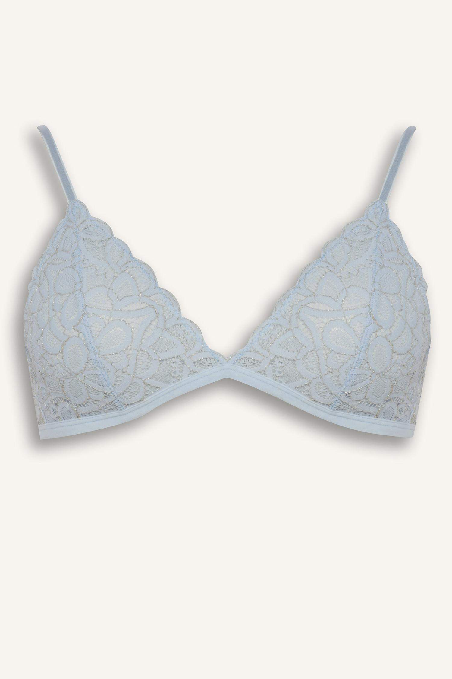 Dantelli Simli Dantel Kapsız Pedsiz Balensiz Triangle Bra-Fall in Love