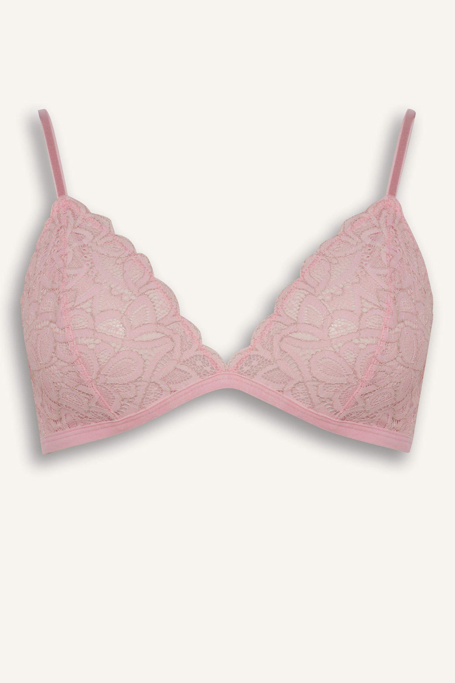 Dantelli Simli Dantel Kapsız Pedsiz Balensiz Triangle Bra-Fall in Love