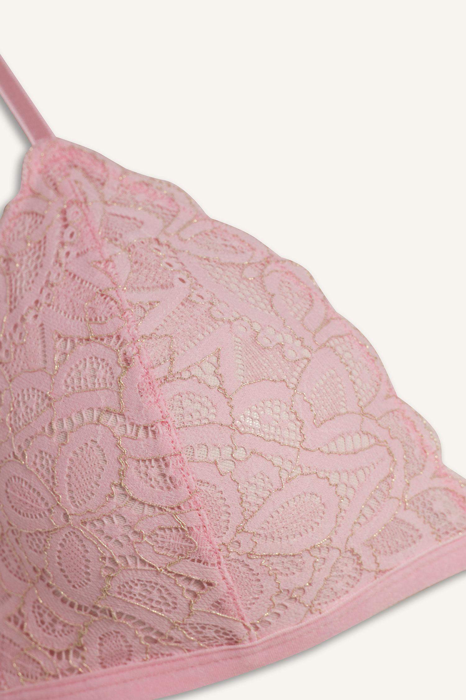 Dantelli Simli Dantel Kapsız Pedsiz Balensiz Triangle Bra-Fall in Love