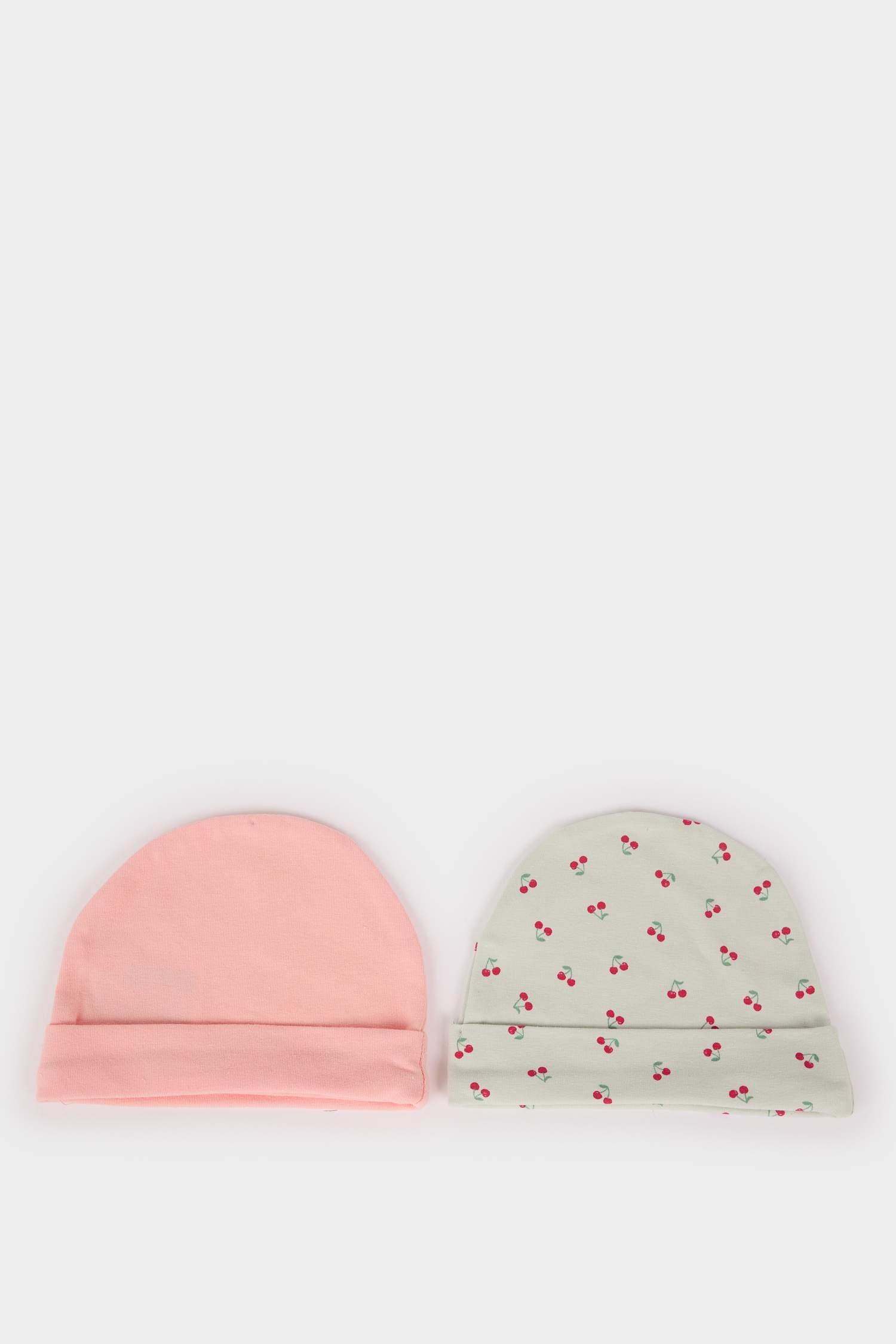 Kız Bebek Yenidoğan Desenli 2'li Pamuklu Bere