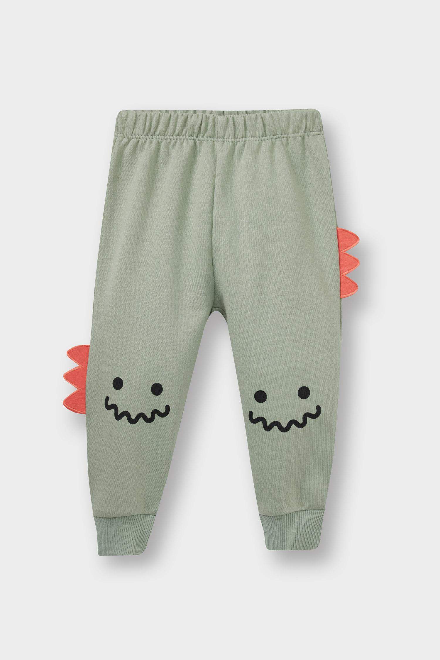 Erkek Bebek 2'li Takım 3D Dinozor Baskılı Sweatshirt Eşofman Altı