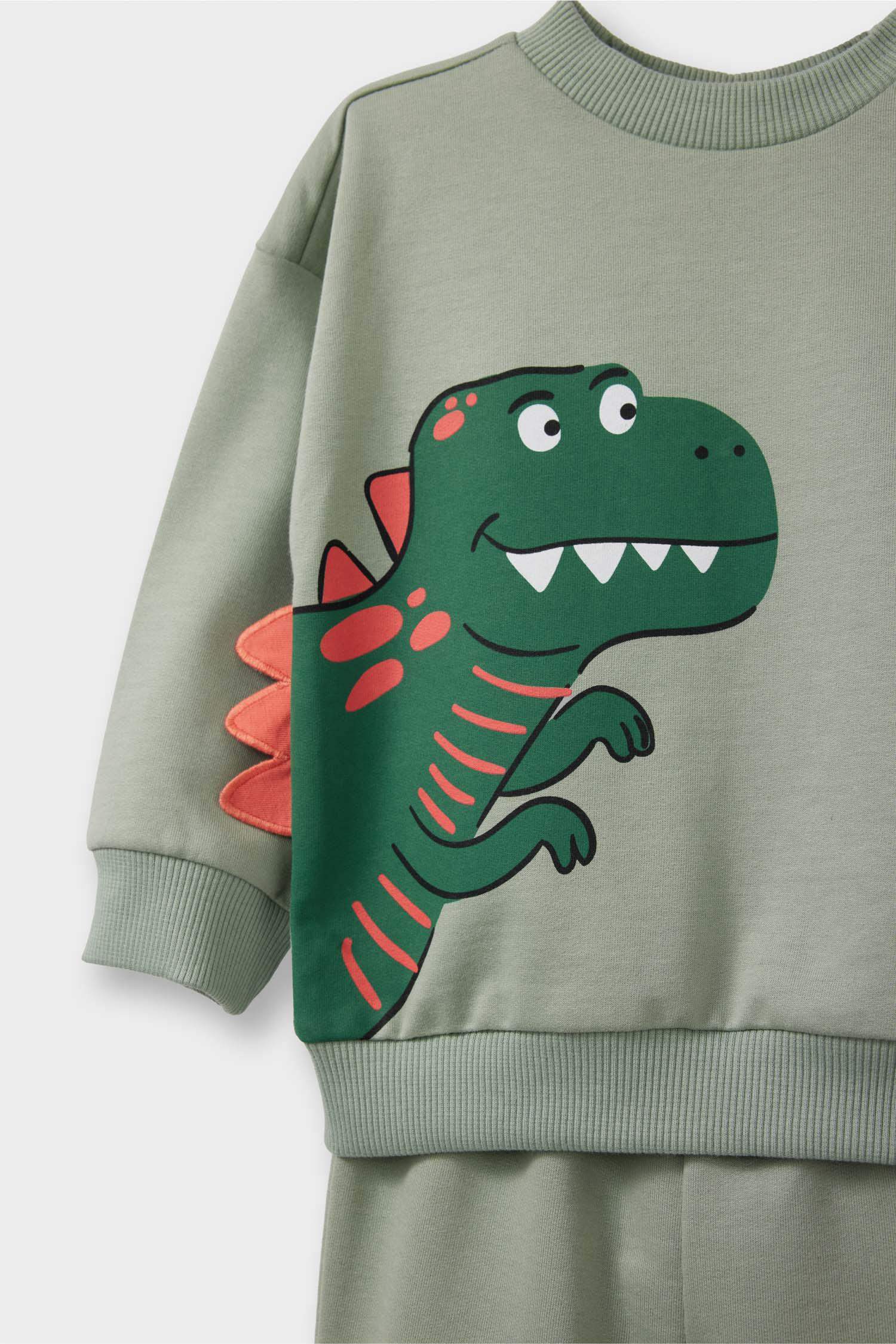 Erkek Bebek 2'li Takım 3D Dinozor Baskılı Sweatshirt Eşofman Altı