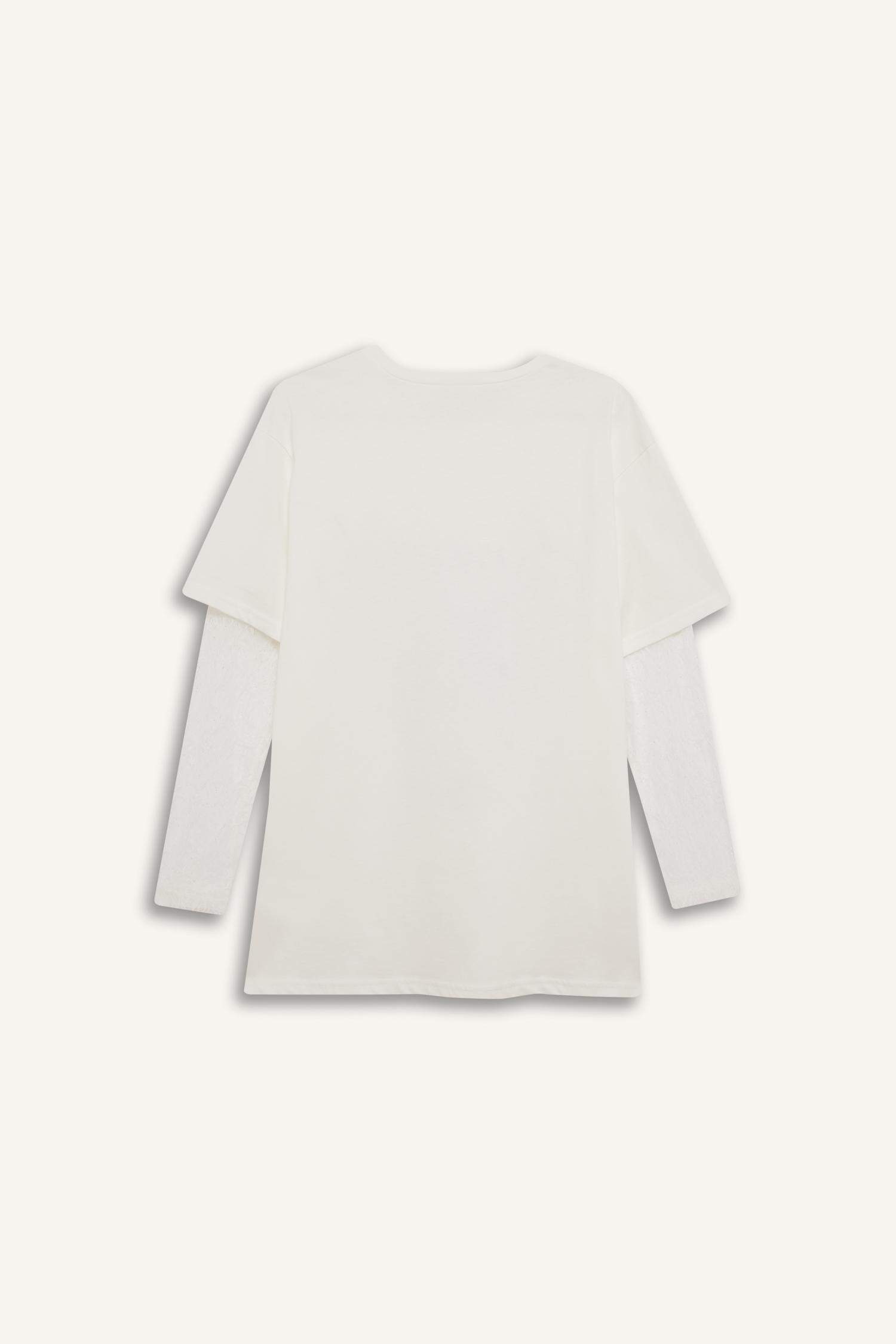 Oversize Geniş Kalıp Baskılı Uzun Kollu Tişört