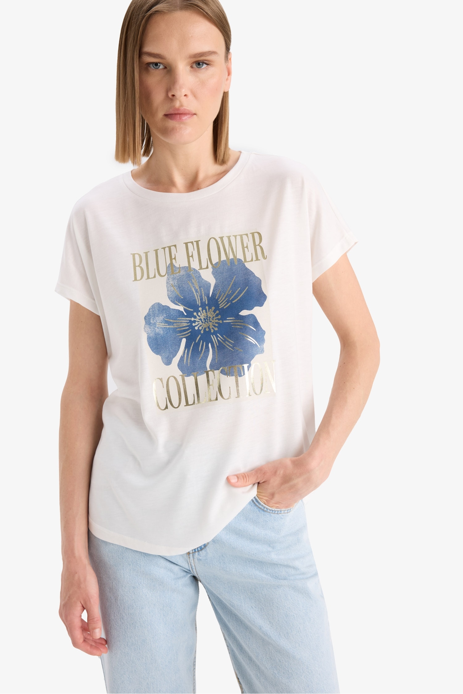 Crew Neck Floral Short Sleeve T-Shirt