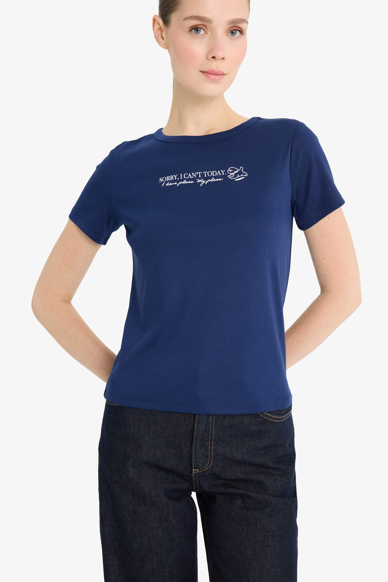 Regular Fit Crew Neck Printed Ribbon T-Shirt