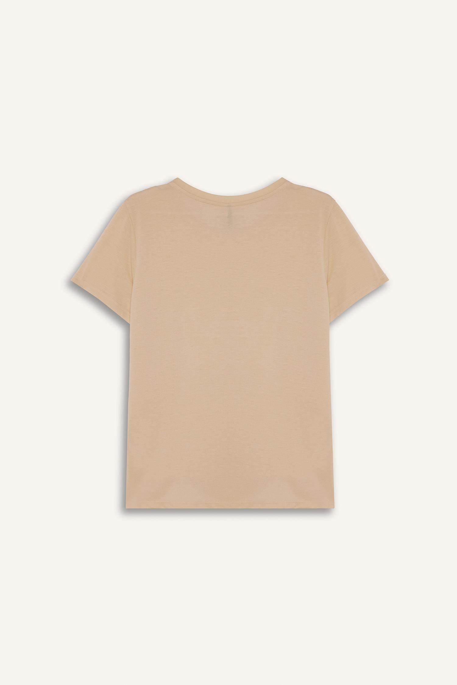 Regular Fit Bisiklet Yaka Deniz Baskılı Kısa Kollu Tişört