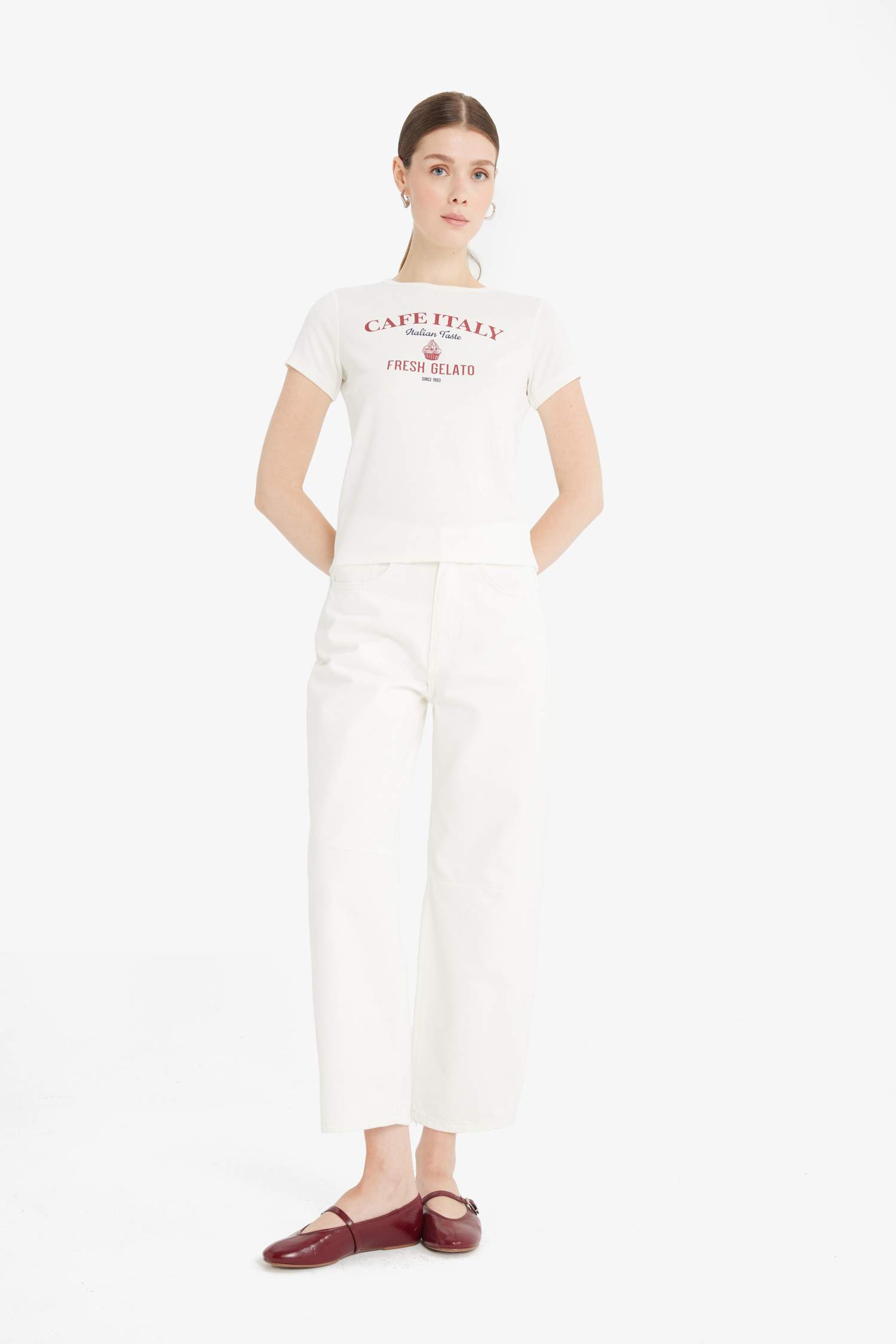 Regular Fit Crew Neck Printed Ribbed T-Shirt