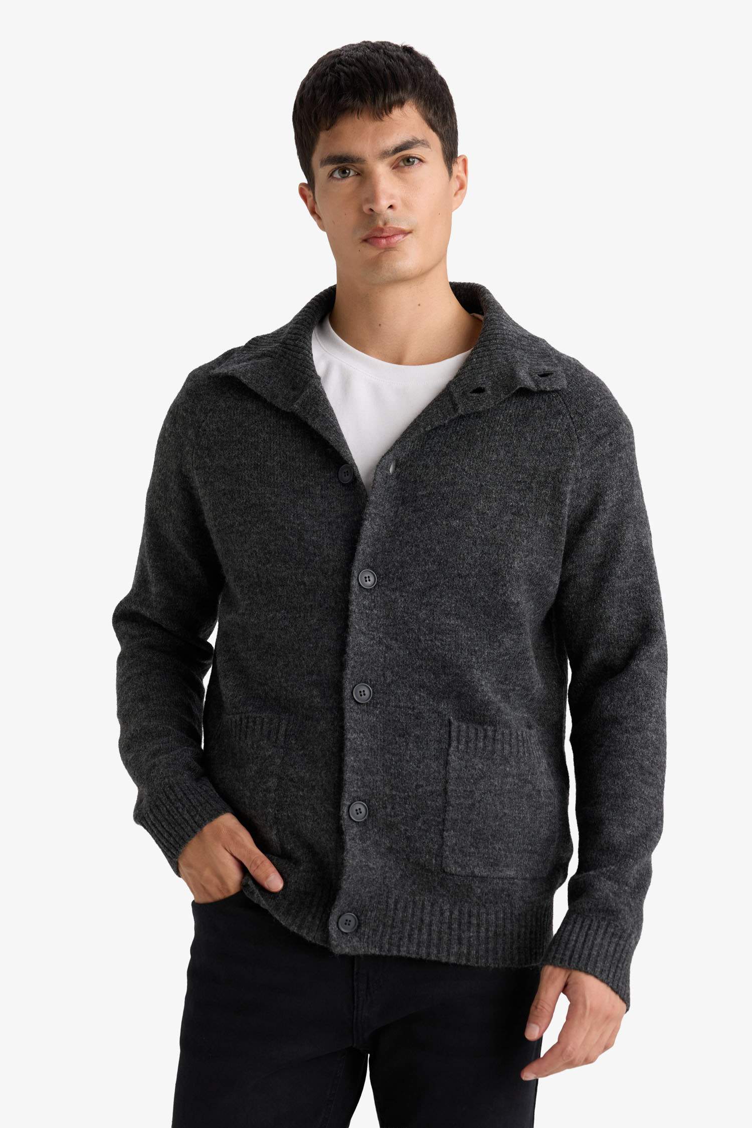 Standard Fit Turtleneck Knitwear Cardigan