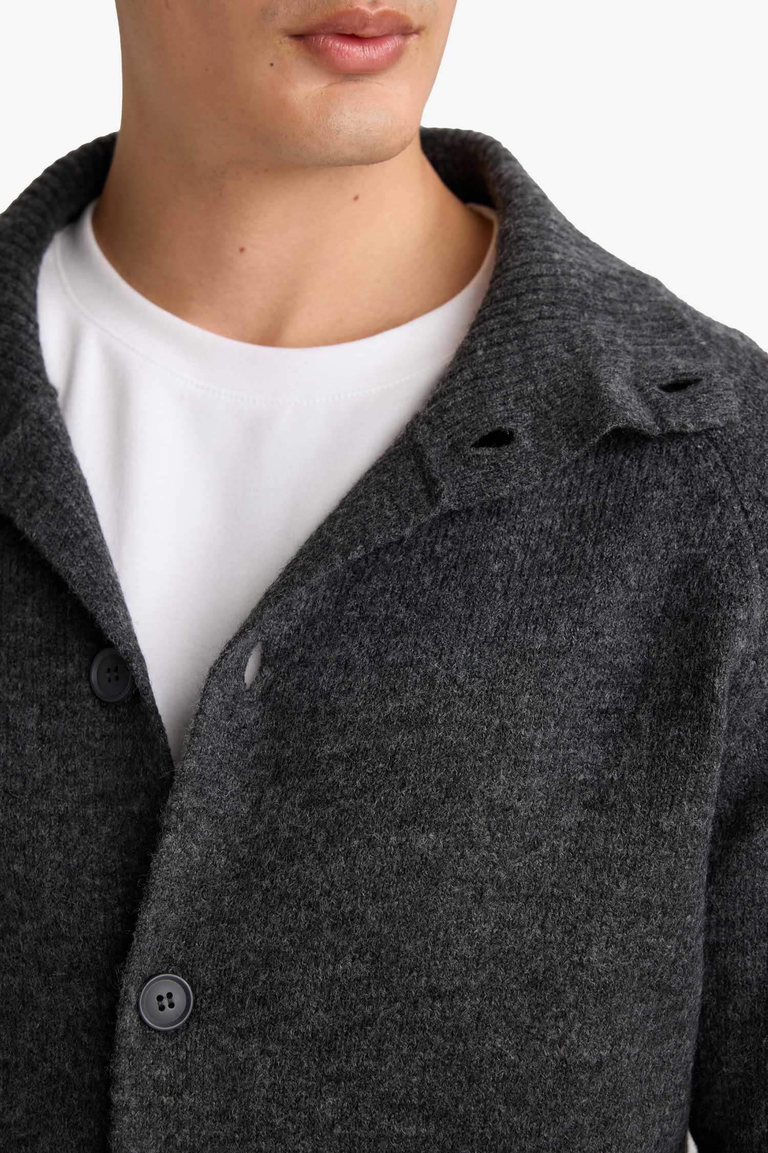 Standard Fit Turtleneck Knitwear Cardigan