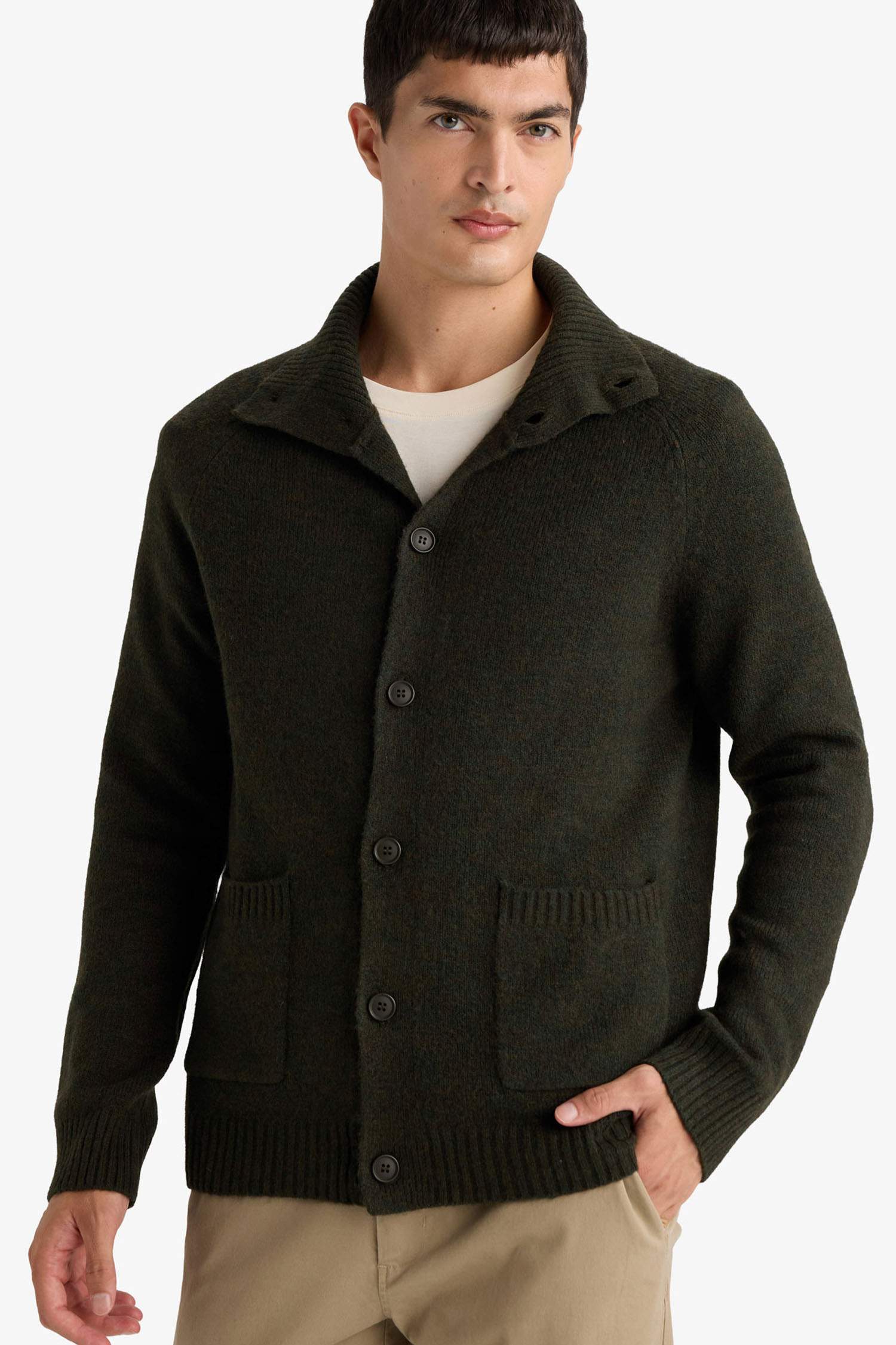 Standard Fit Turtleneck Knitwear Cardigan