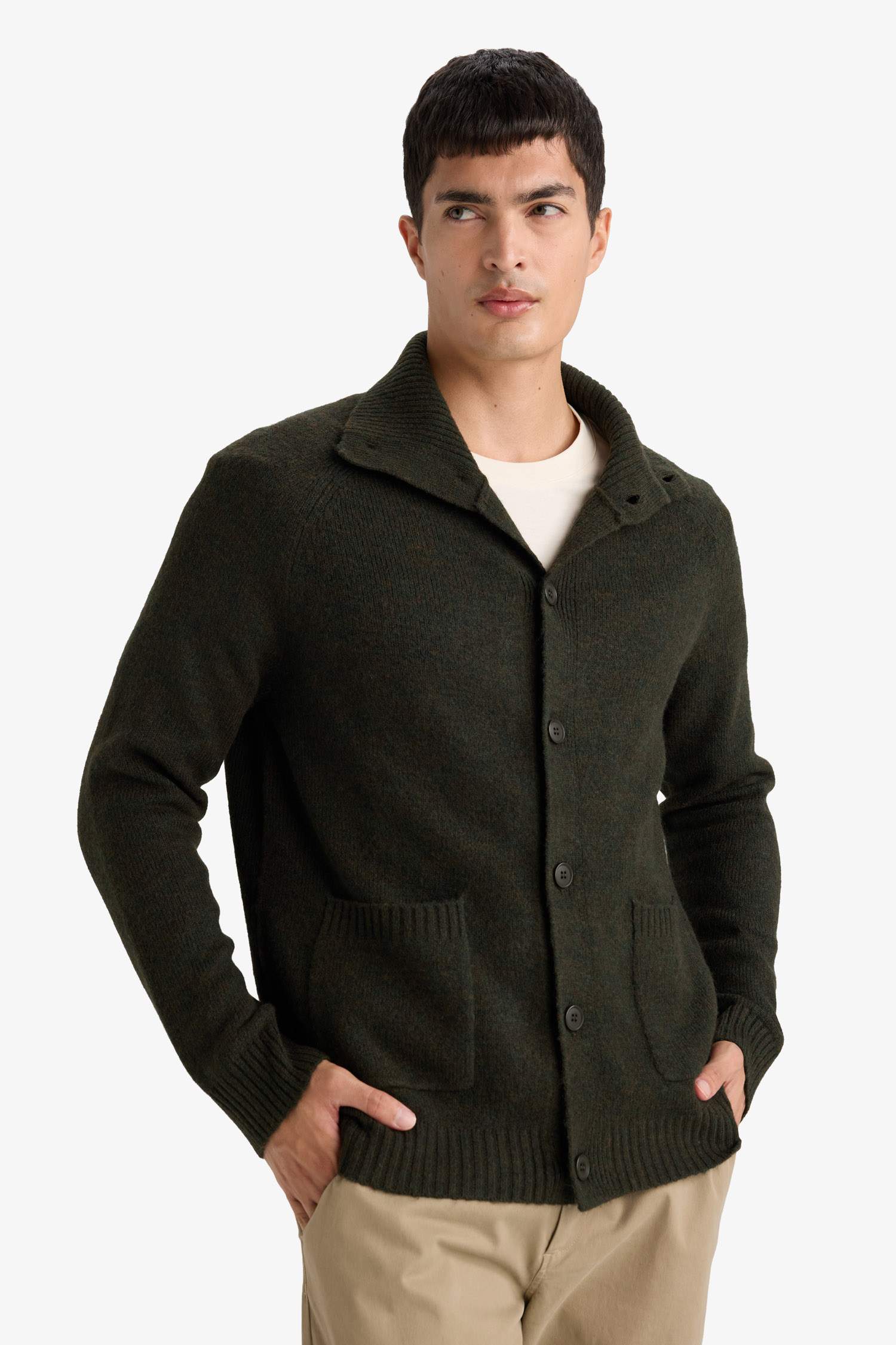 Standard Fit Turtleneck Knitwear Cardigan
