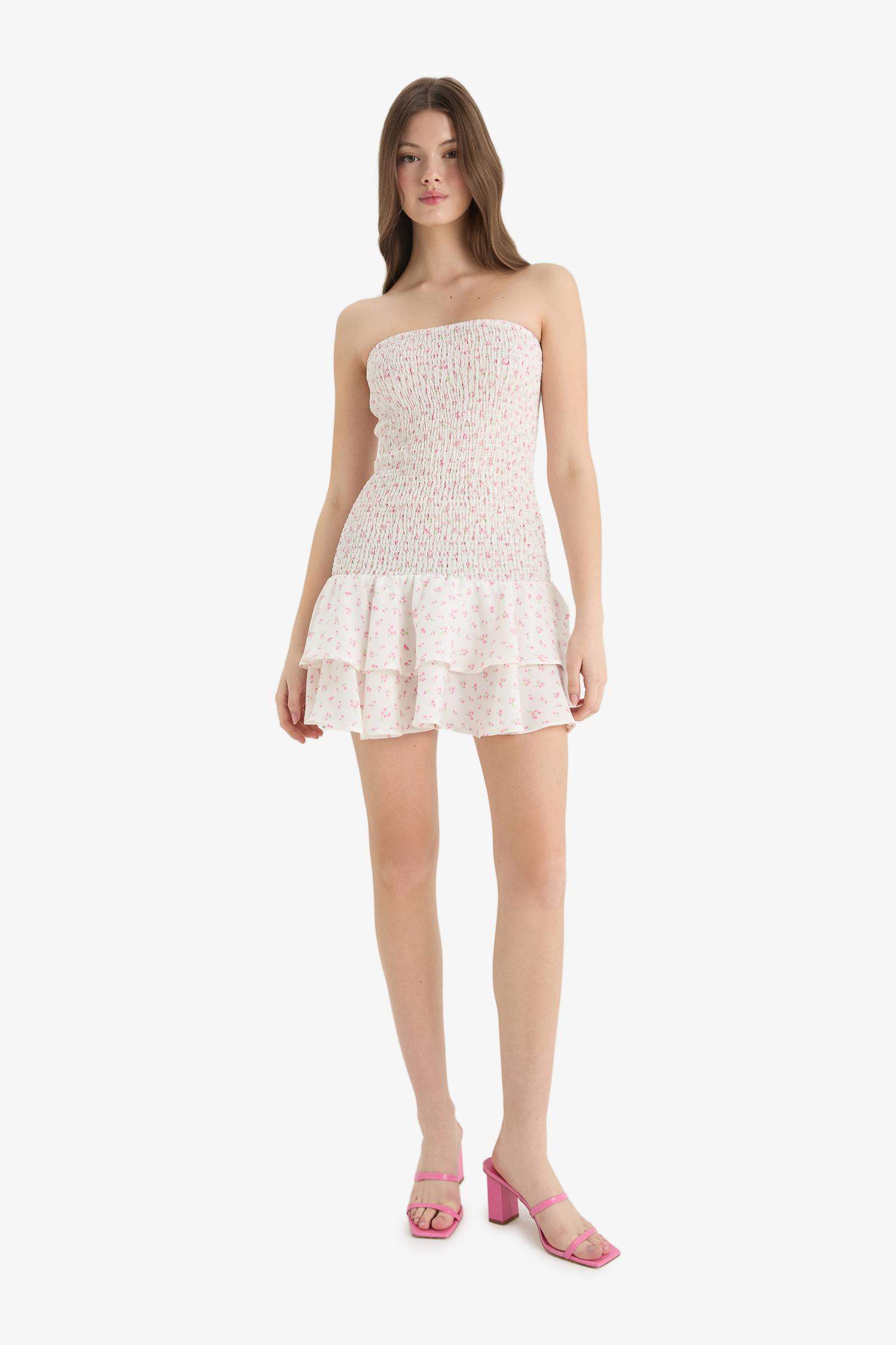 гүлді аспа баусыз жеңсіз Қысқа жеңді тоқылған көйлек