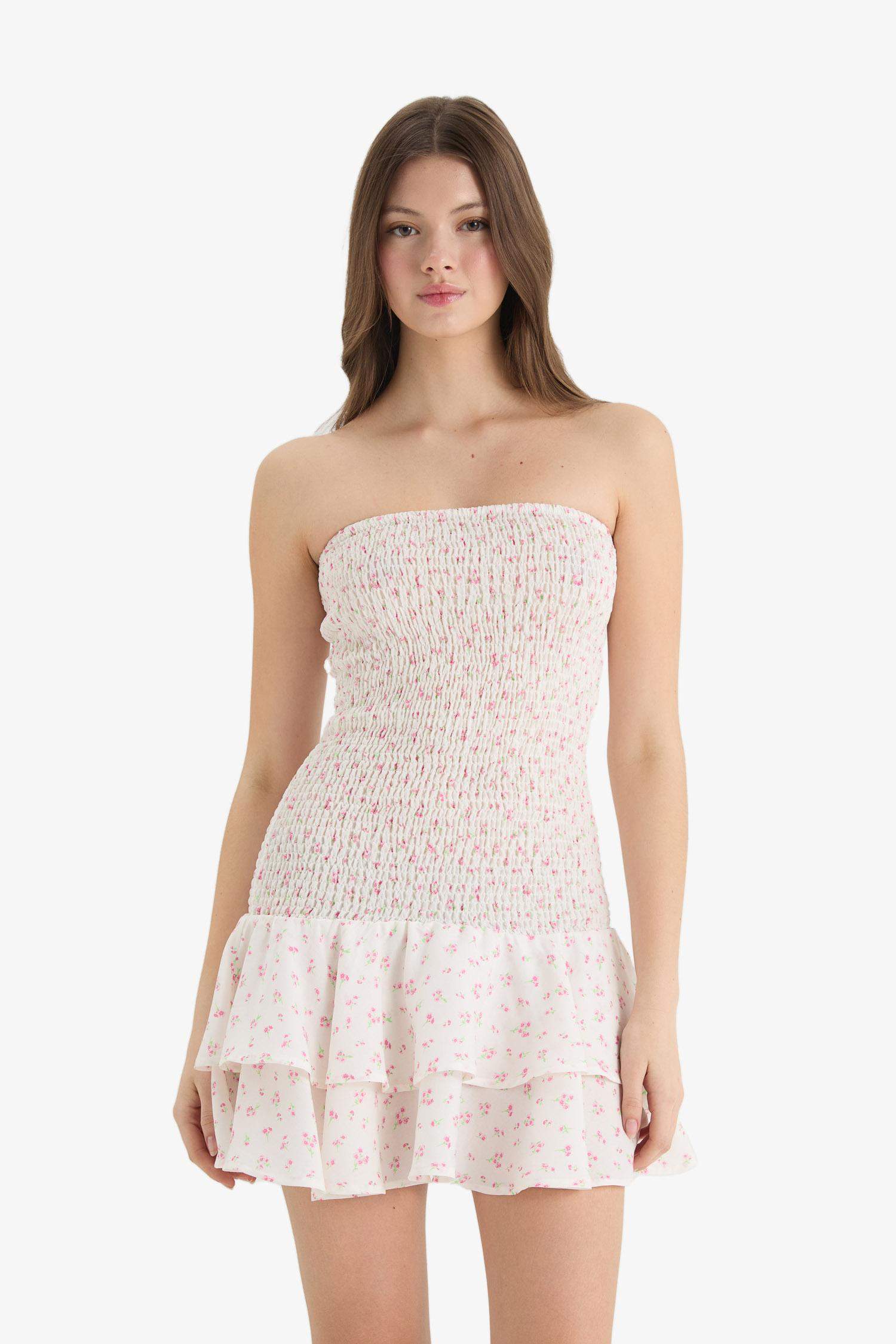 гүлді аспа баусыз жеңсіз Қысқа жеңді тоқылған көйлек