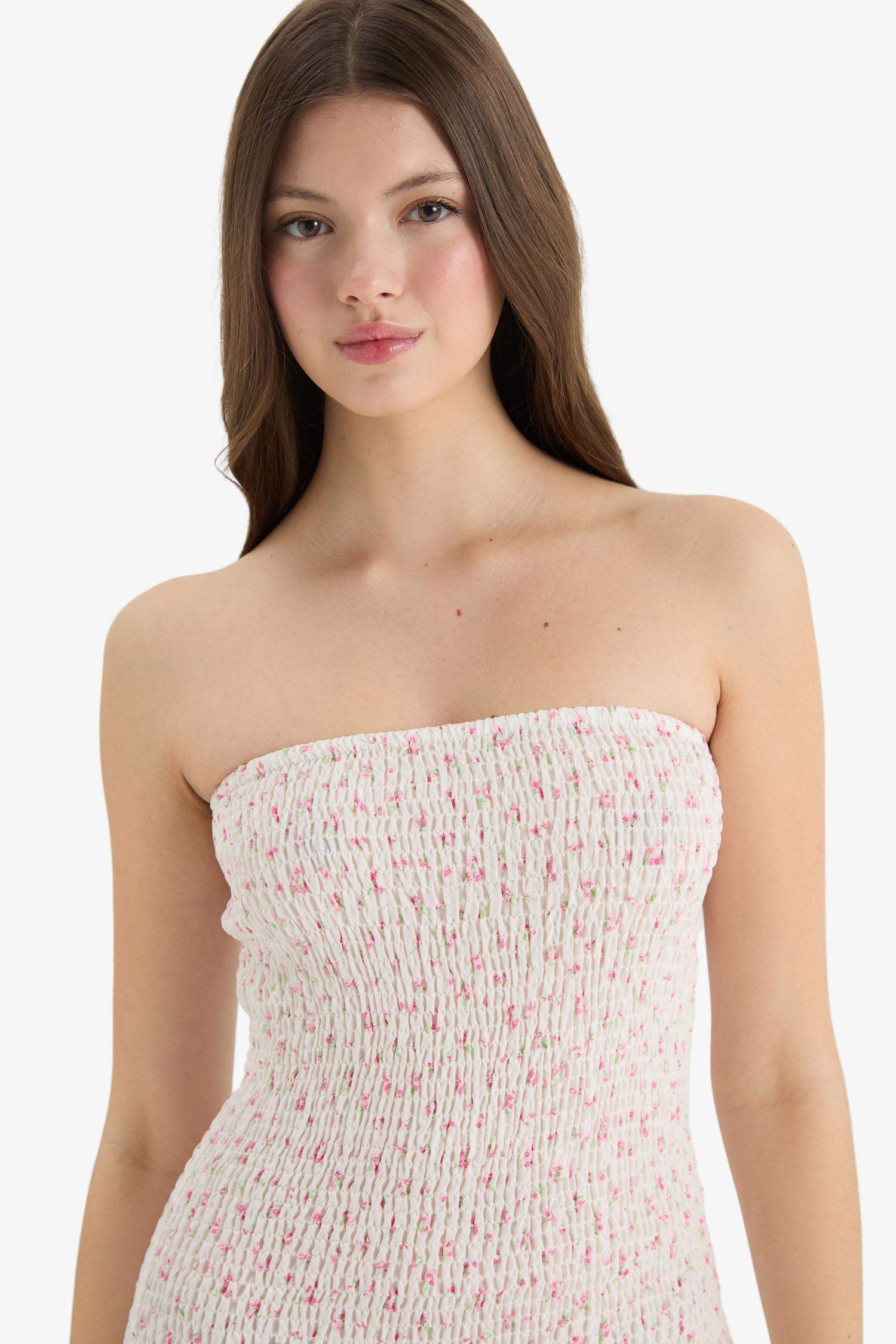 гүлді аспа баусыз жеңсіз Қысқа жеңді тоқылған көйлек