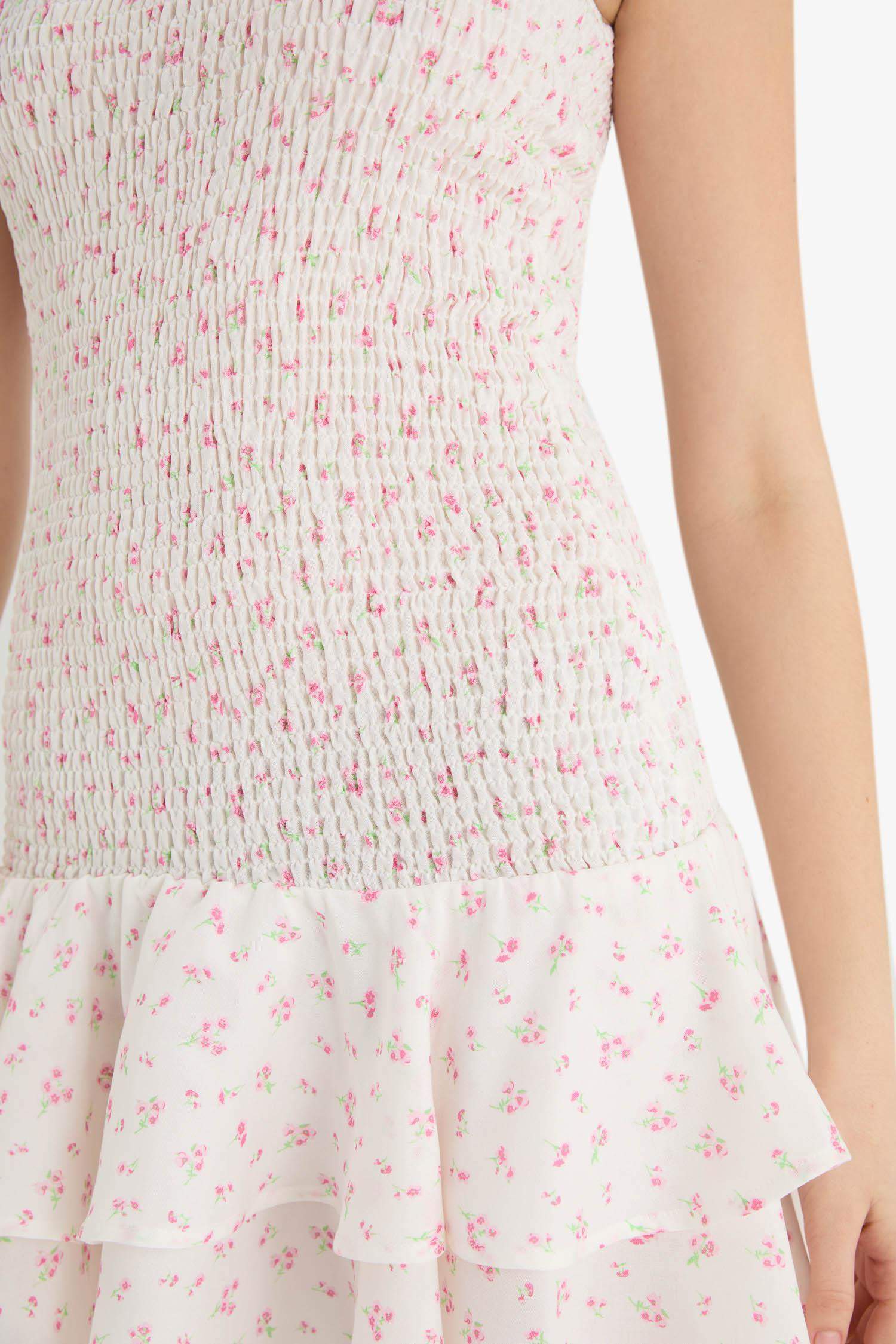 гүлді аспа баусыз жеңсіз Қысқа жеңді тоқылған көйлек