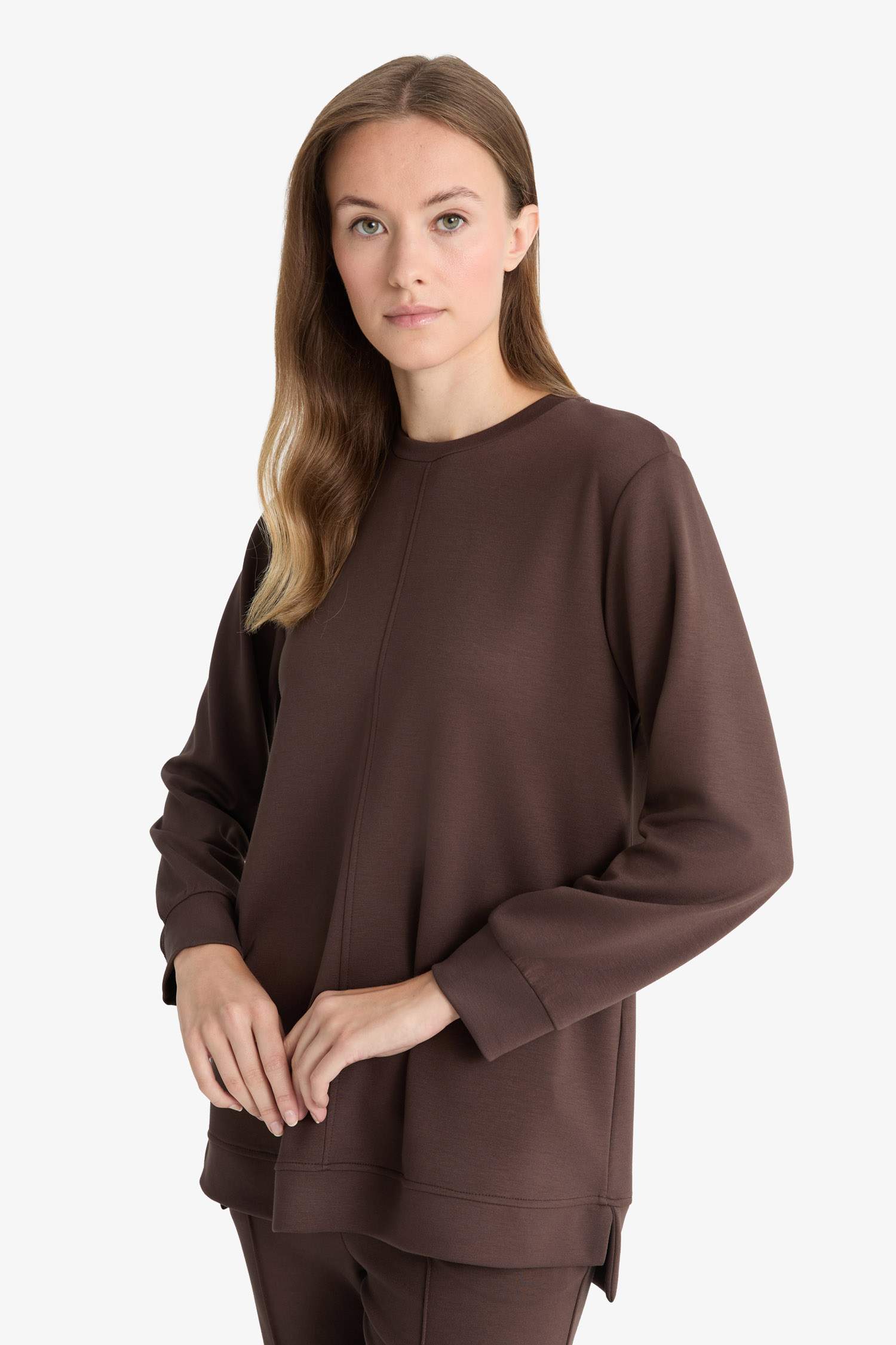 Regular Fit Crew Neck Long Sleeve Tunic
