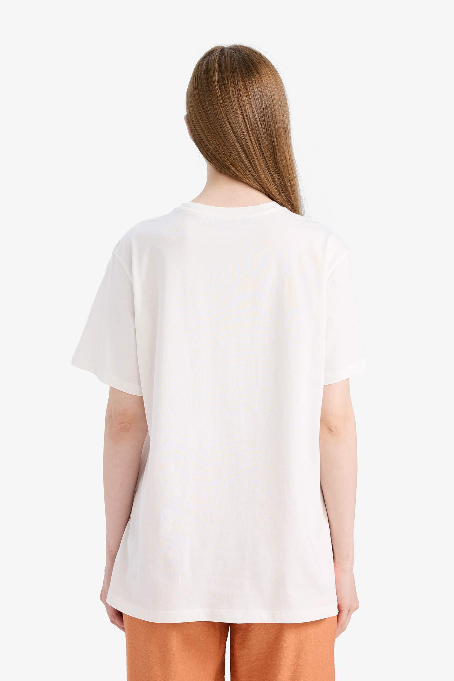 قميص طويل فلورال قصة عادية بياخة مستديرة