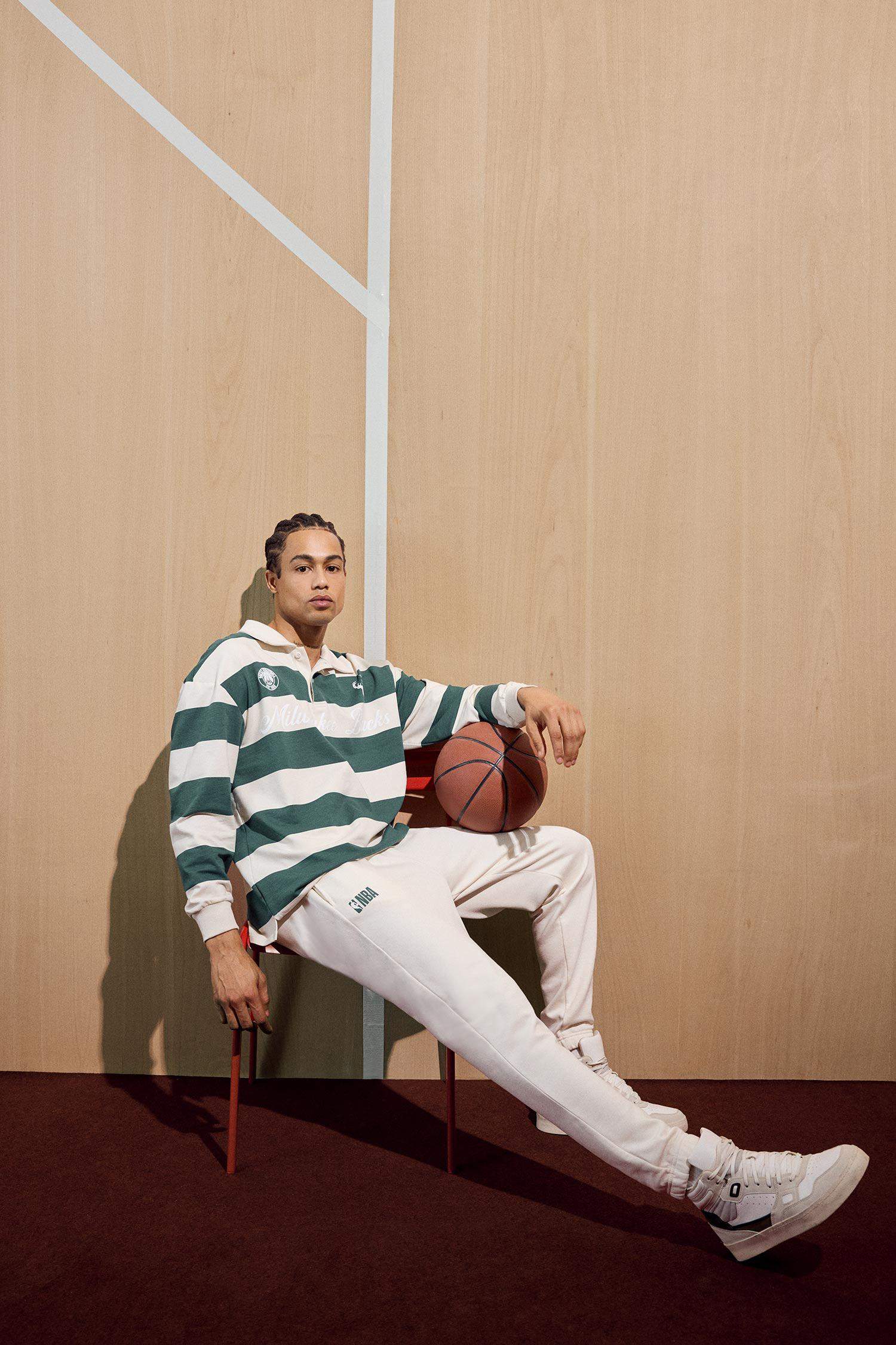 NBA Milwaukee Bucks Boxy Fit Polo Yaka Sweatshirt