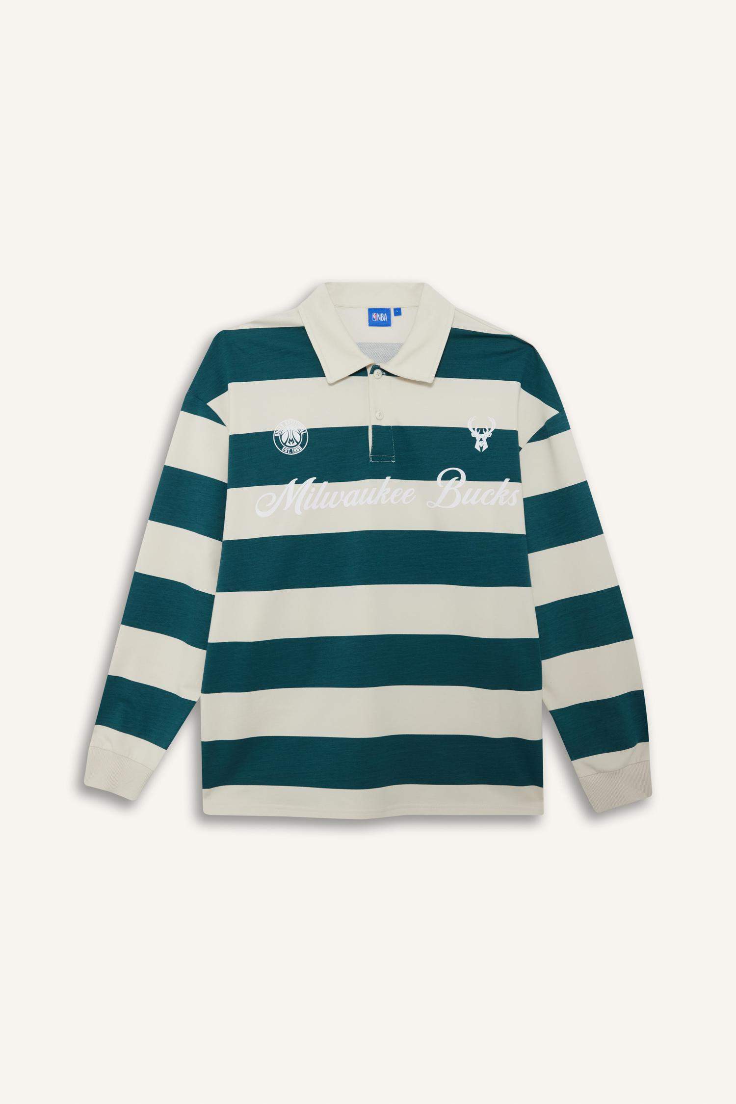 NBA Milwaukee Bucks Boxy Fit Polo Yaka Sweatshirt