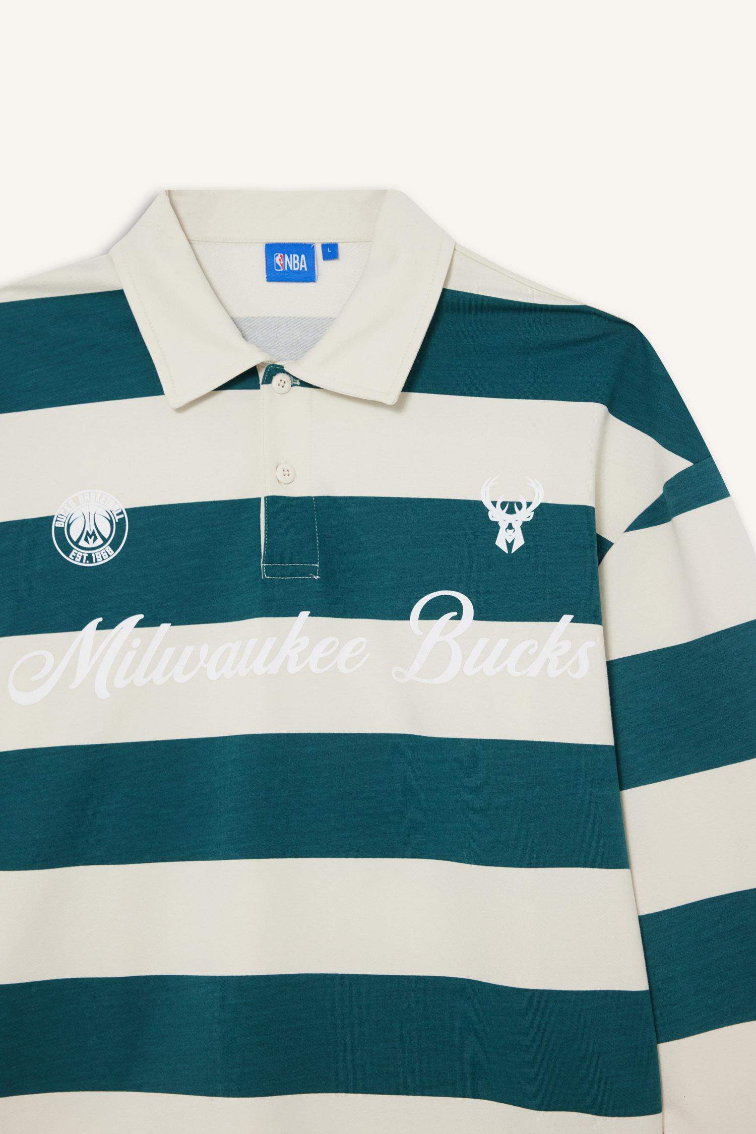NBA Milwaukee Bucks Boxy Fit Polo Yaka Sweatshirt