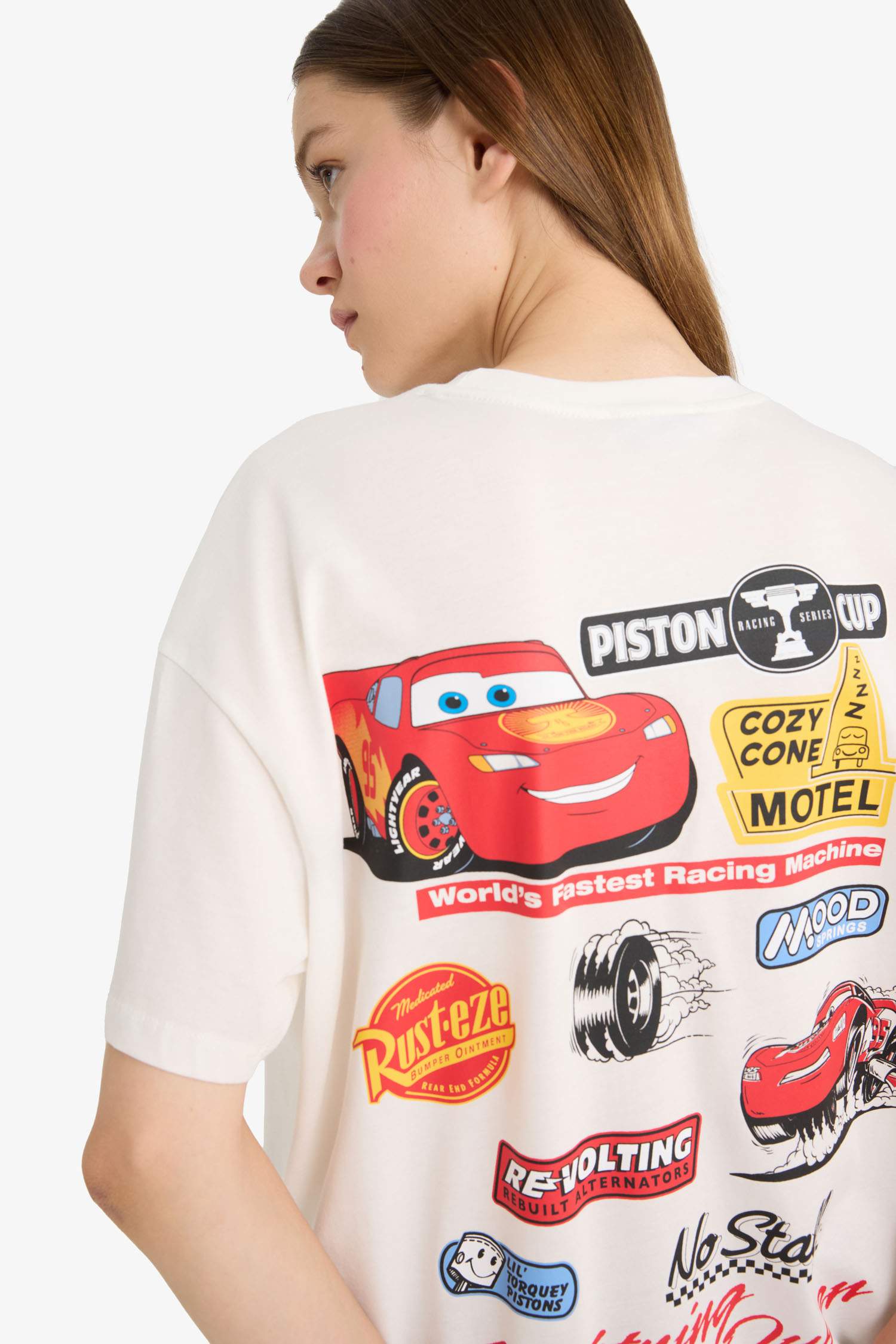 Cars Oversize Geniş Kalıp Baskılı Kısa Kollu Tişört