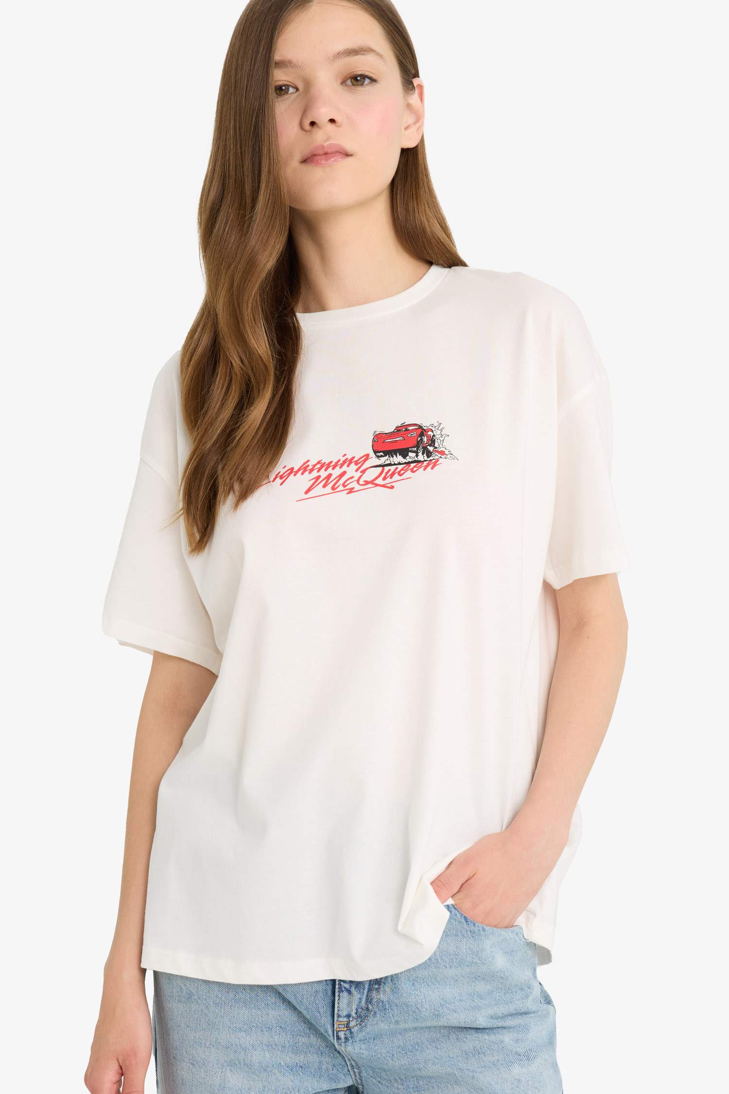 Cars Oversize Geniş Kalıp Baskılı Kısa Kollu Tişört