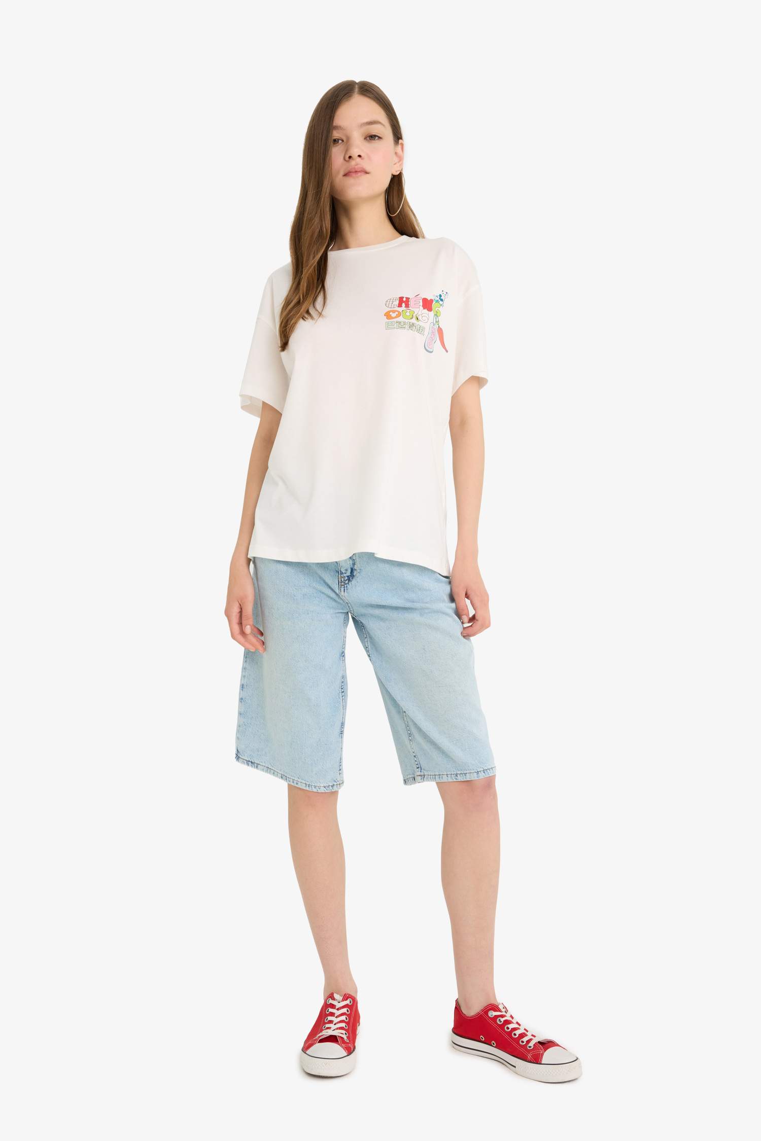 Coool Disney Mickey & Minnie Oversize Geniş Kalıp Sırt Baskılı Kısa Kollu Tişört