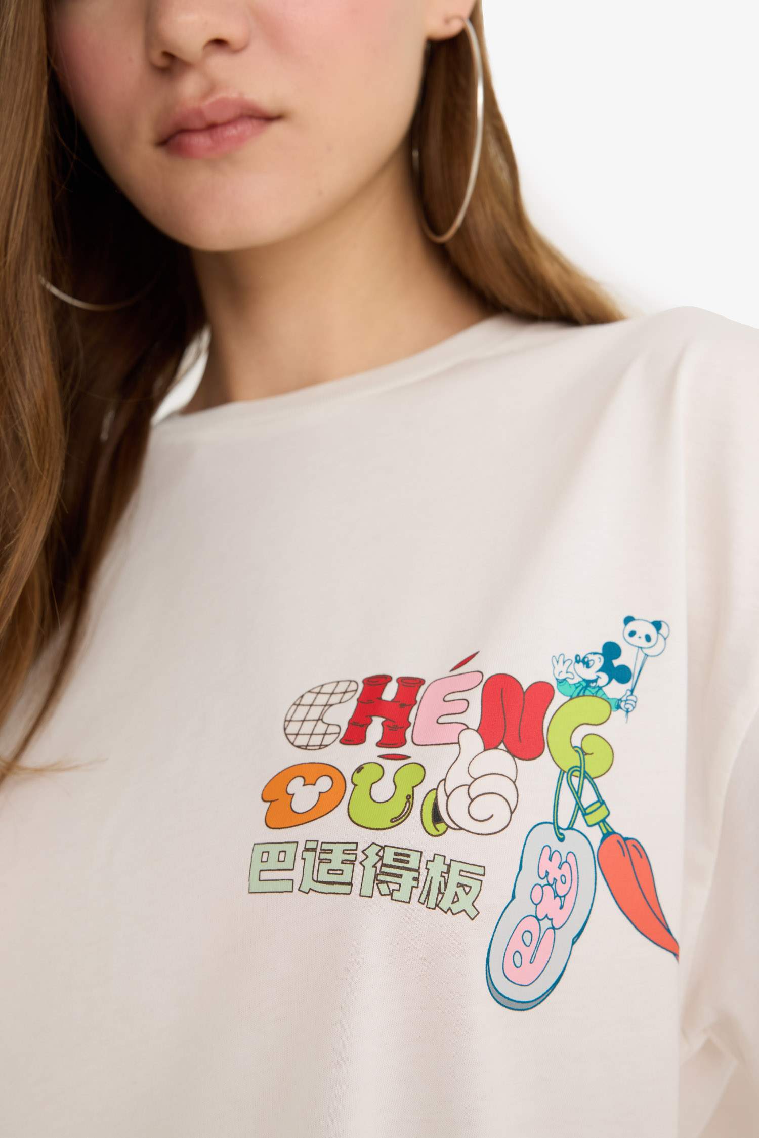 Coool Disney Mickey & Minnie Oversize Geniş Kalıp Sırt Baskılı Kısa Kollu Tişört