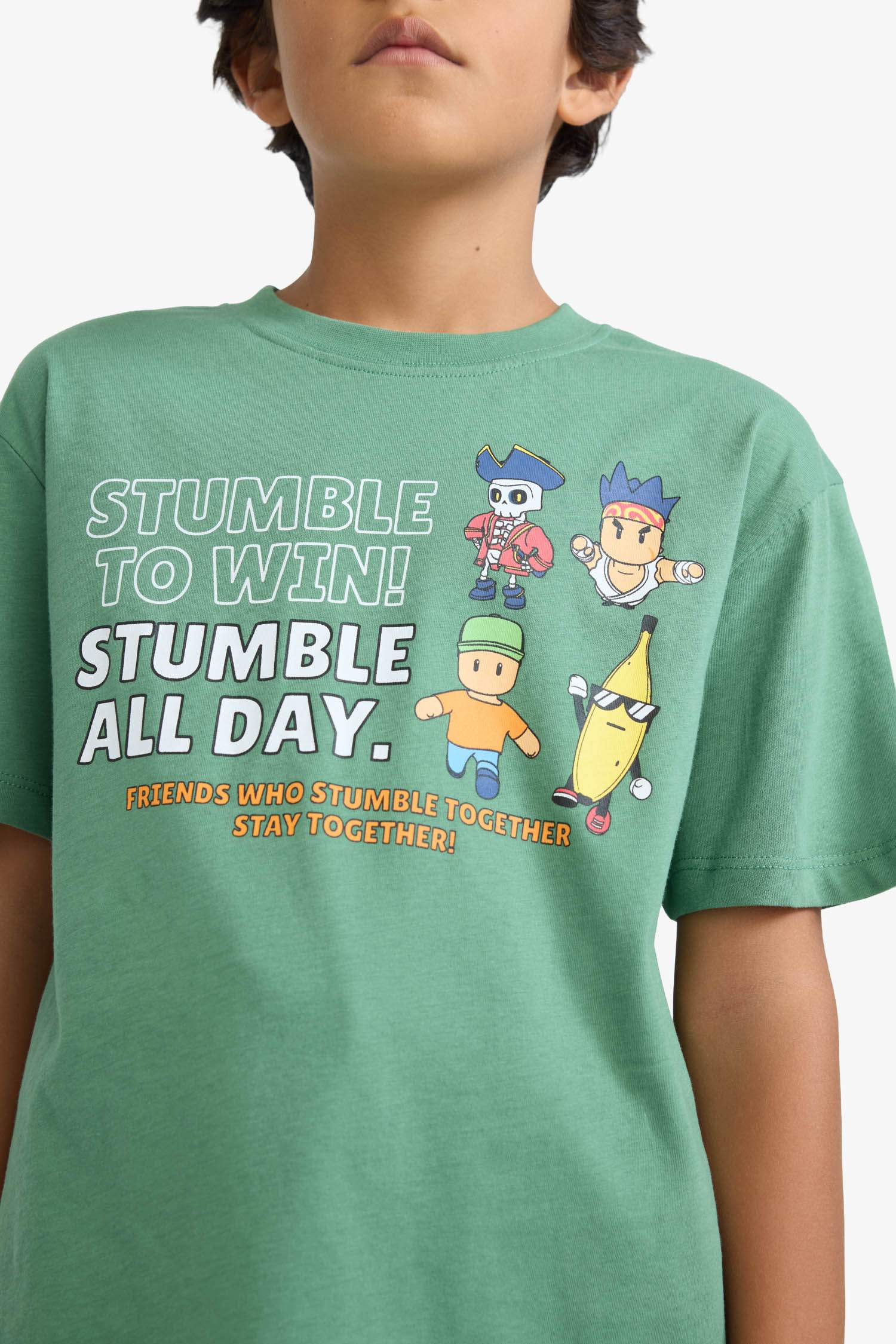 Erkek Çocuk Stumble Guys Bisiklet Yaka Kısa Kollu Tişört