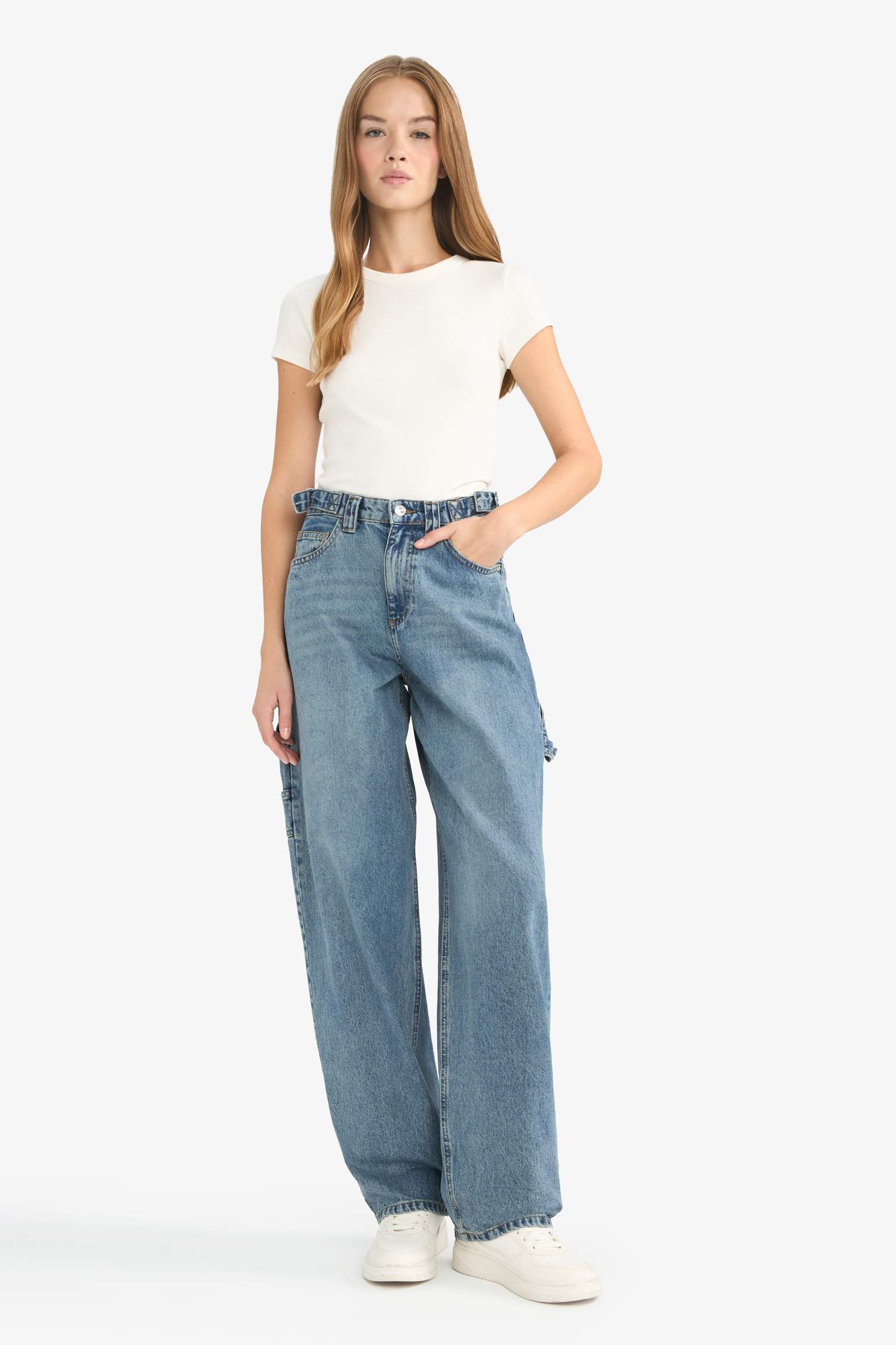 Regular Hem Denim Trousers