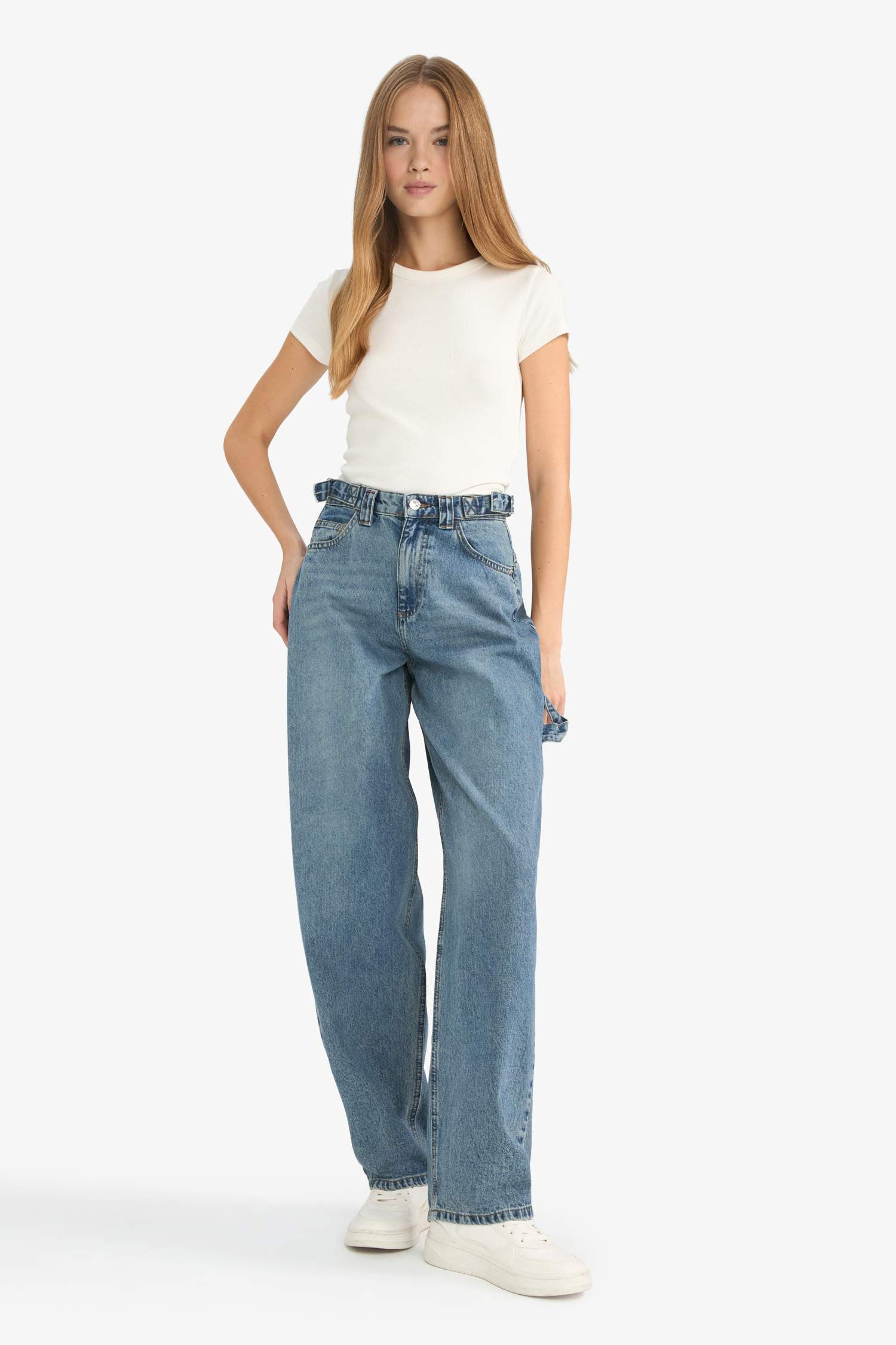 Regular Hem Denim Trousers