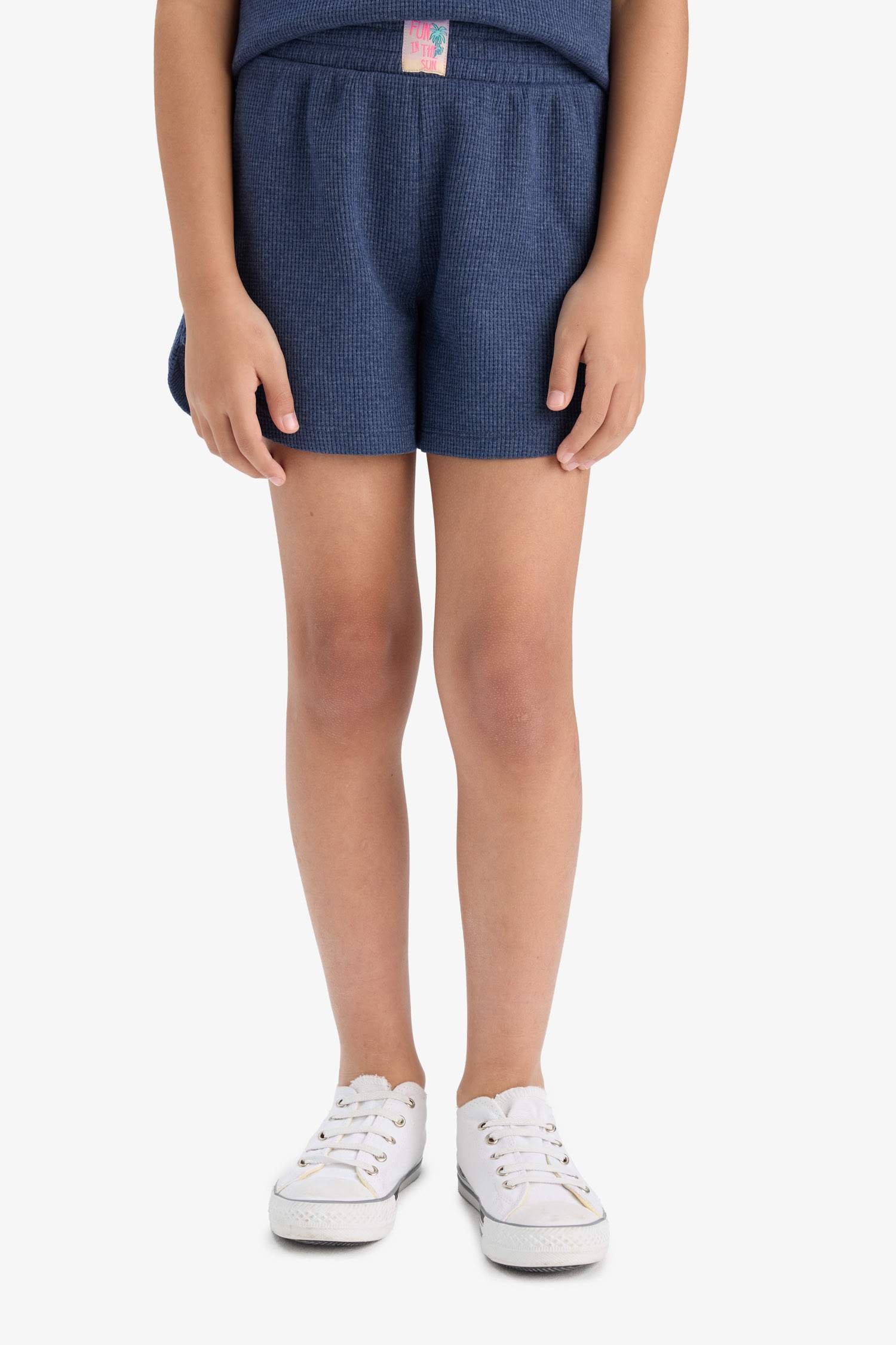 Girl Waffle Sleeveless Top Shorts 2 Piece Set