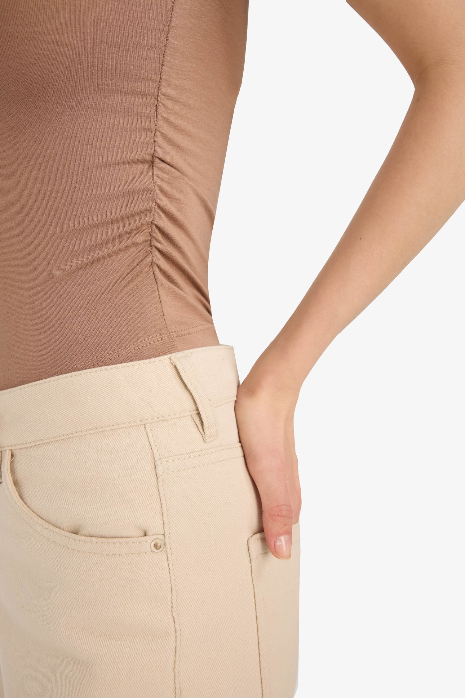 Fitted Bisiklet Yaka Basic Düz Modal Kısa Kollu Tişört