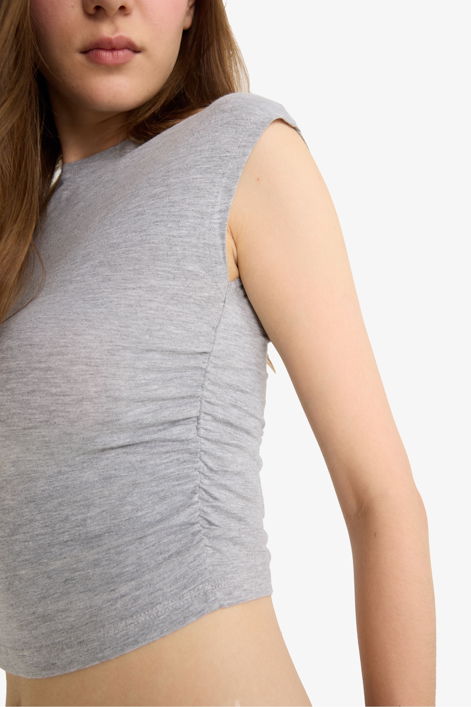 Fitted Draped Modal Short Sleeve T-Shirt