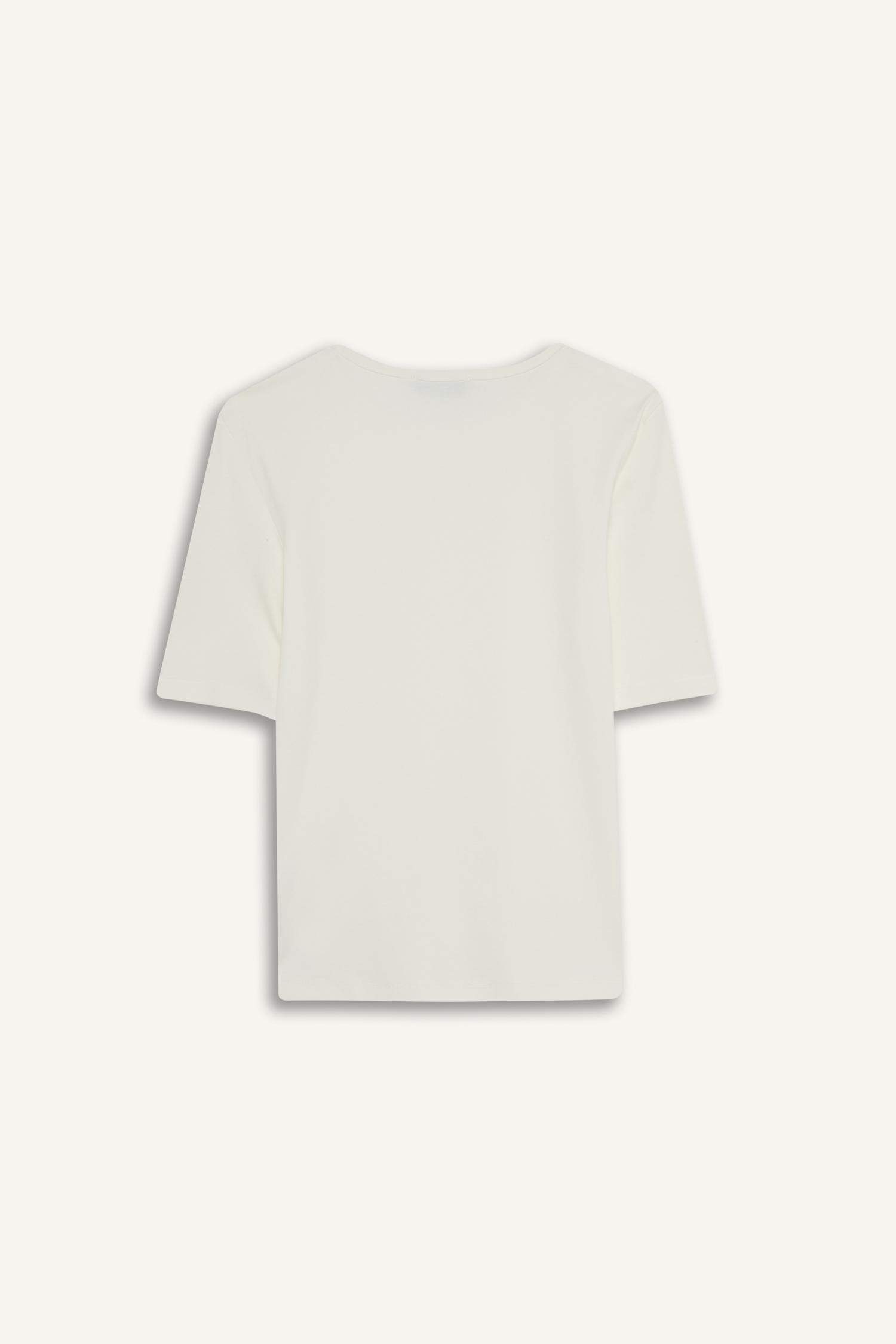 Fitted Bisiklet Yaka Basic Düz Ribana Kısa Kollu Beyaz Tişört