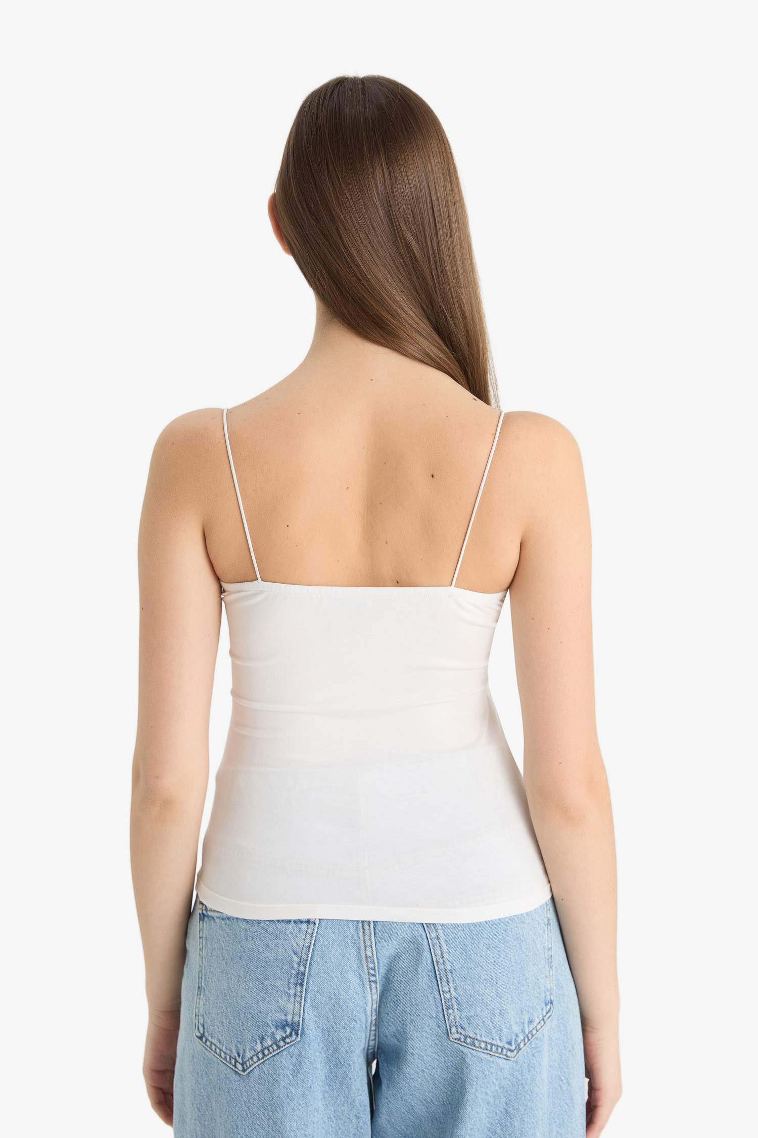 كيمونه ابيض سادة بحمالات