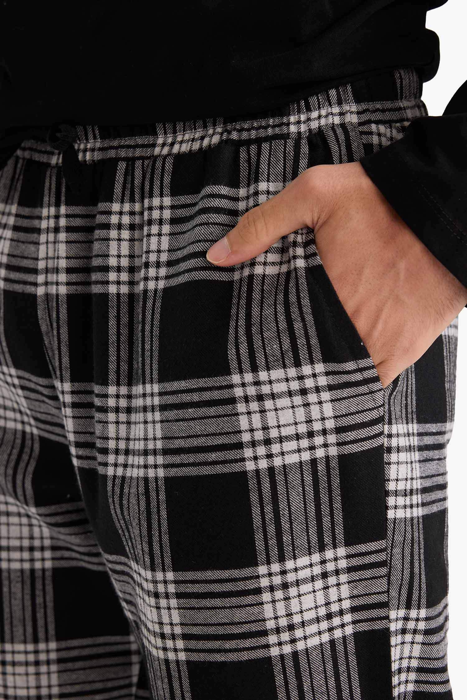 سيت بجامة كاروهات قصة عادية ردن طويل - قطعتين