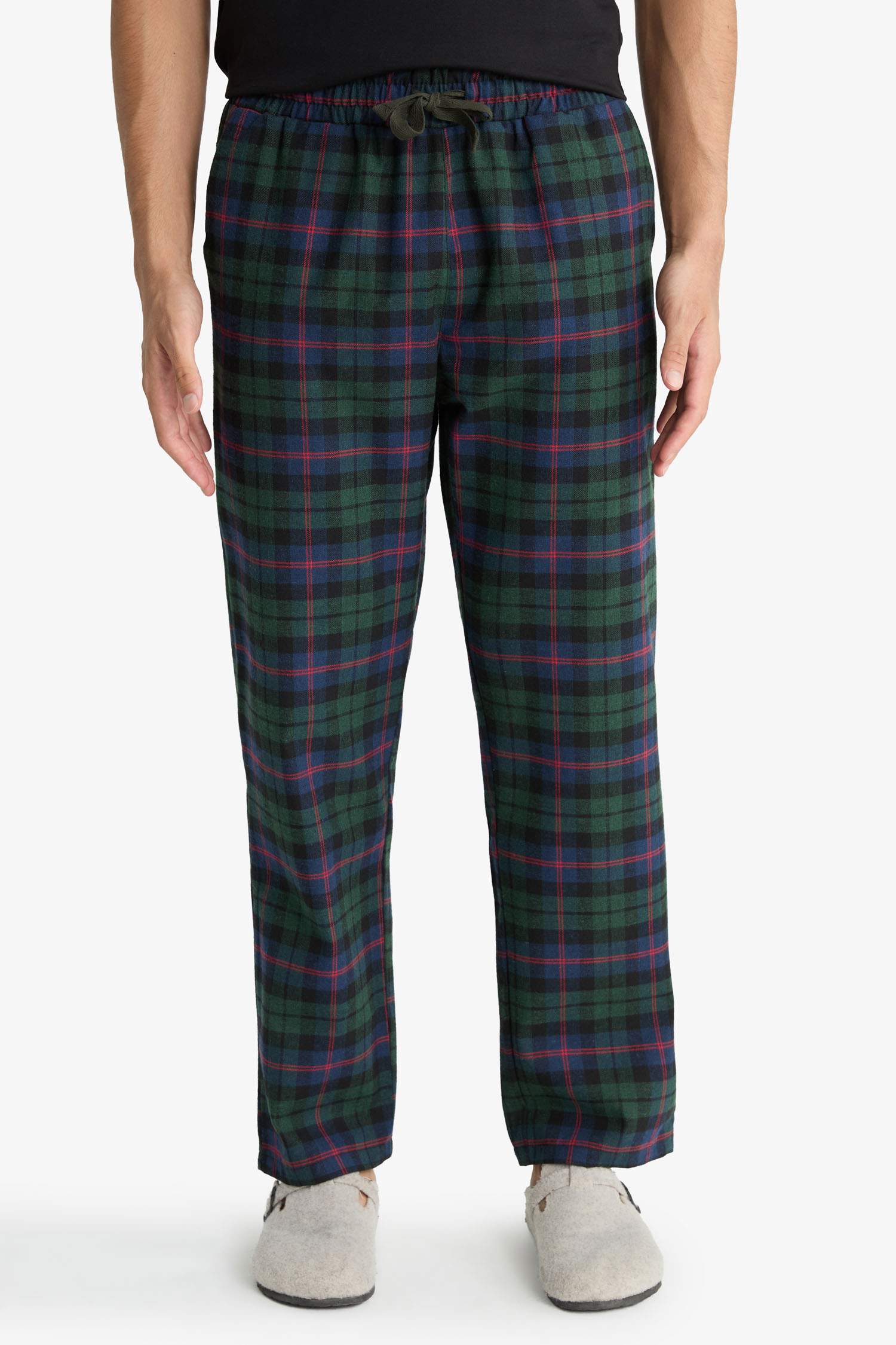 بنطلون بيجاما كاروهات قصة عادية بجيب