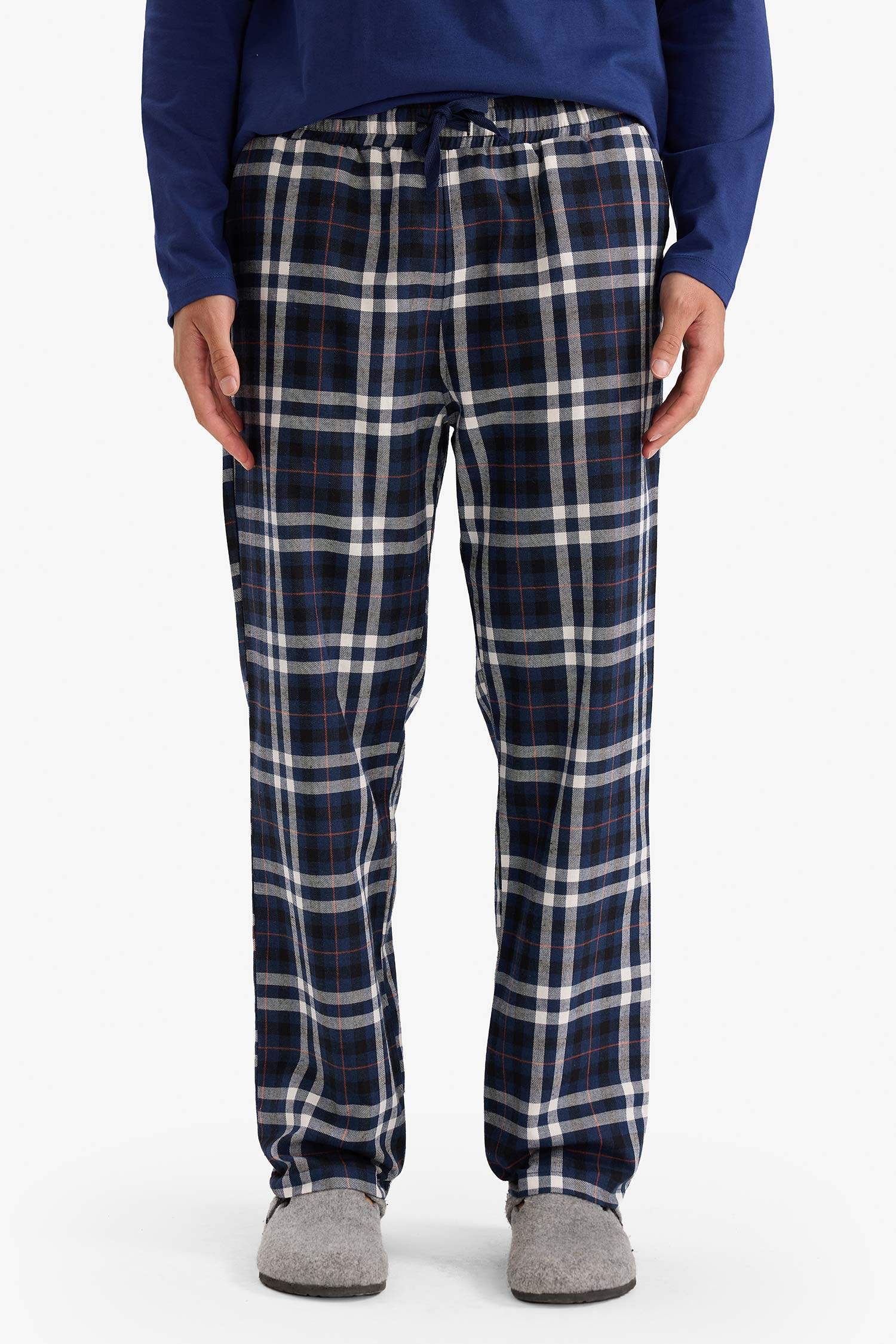 Pijama Takımı Regular Fit Uzun Kollu Üst Kareli Uzun Alt