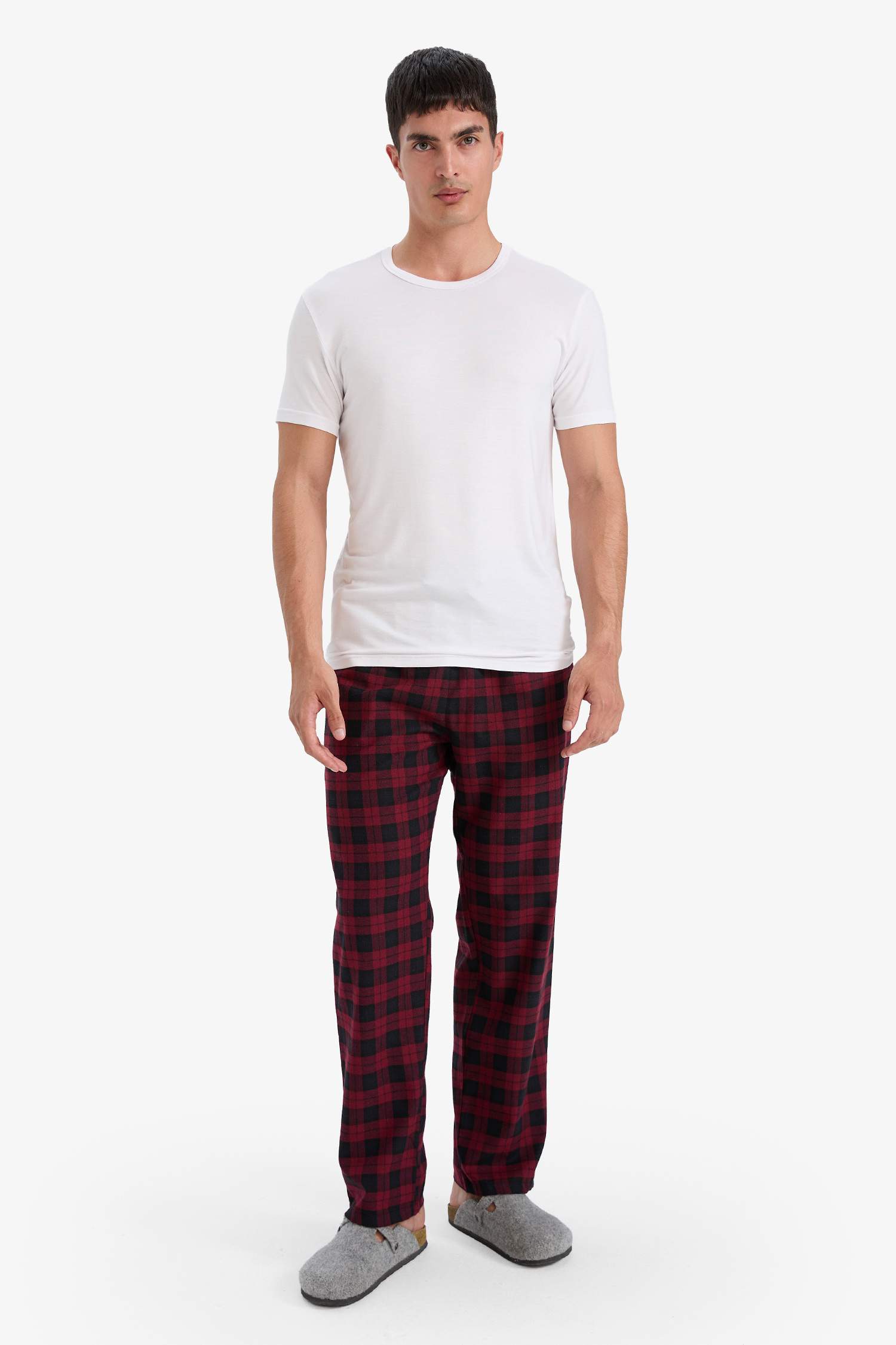 بنطلون فلانيل قصة عادية بجيب