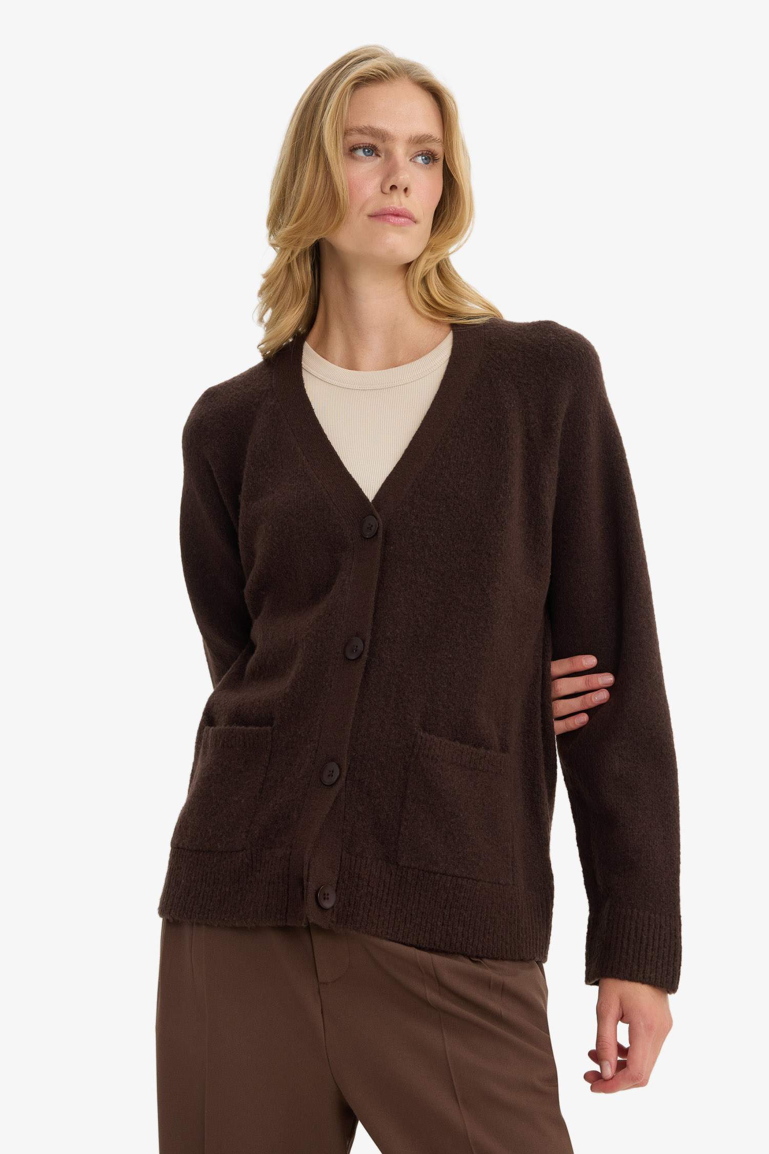 Oversize Fit V-Neck Knitwear Cardigan