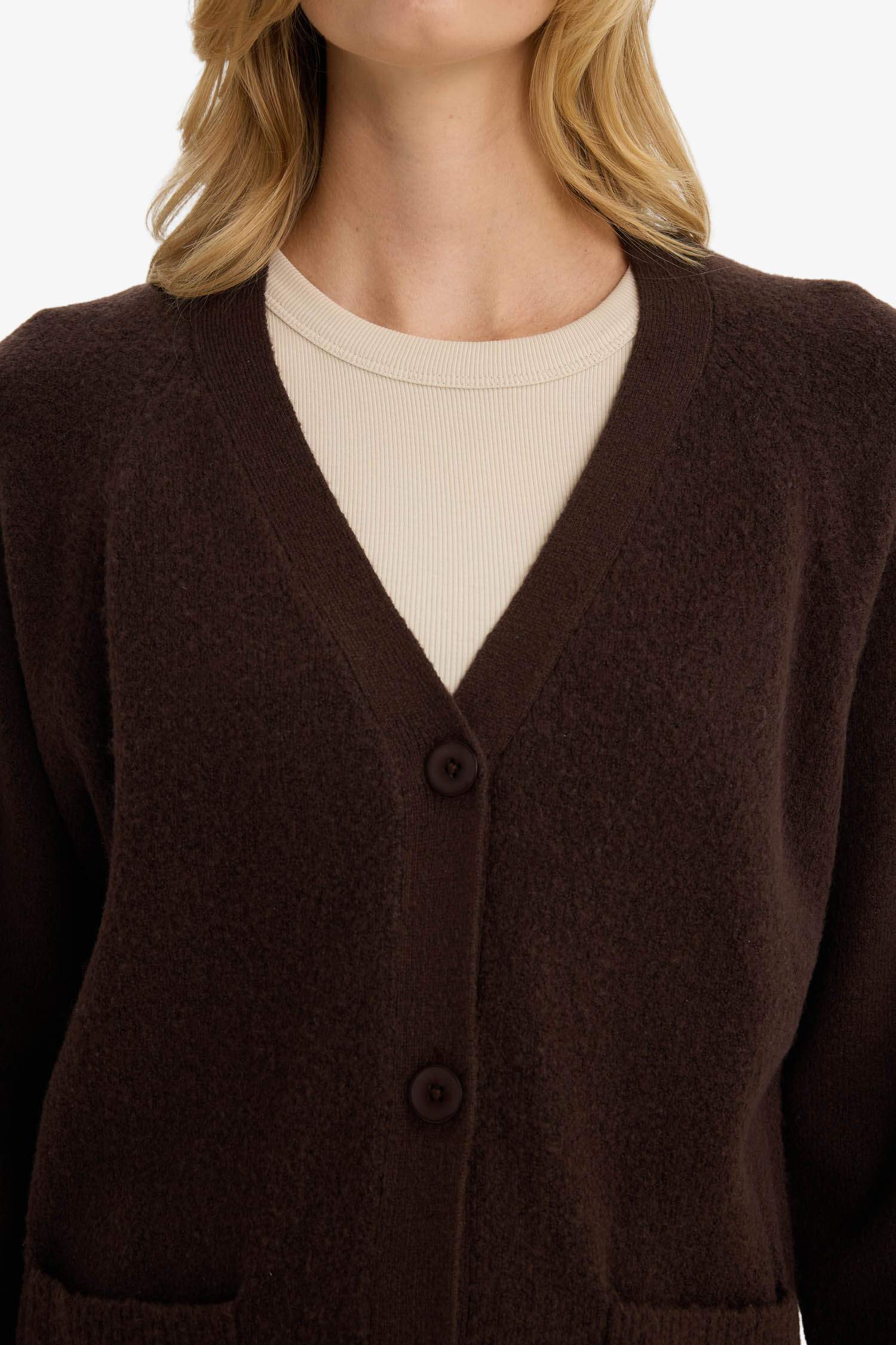 Oversize Fit V-Neck Knitwear Cardigan