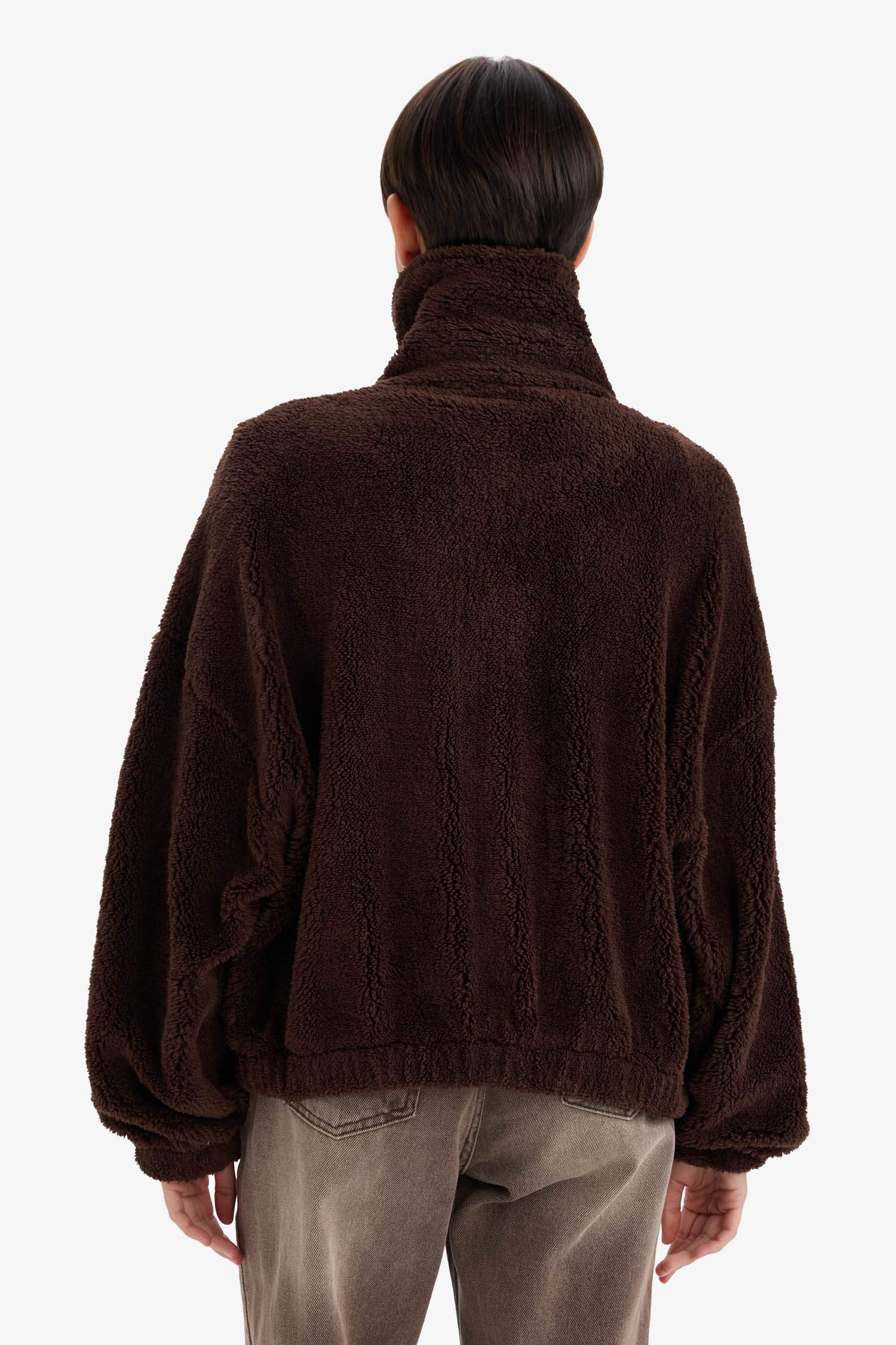 Oversize Fit Polo Neck Welsoft Plush Sweatshirt