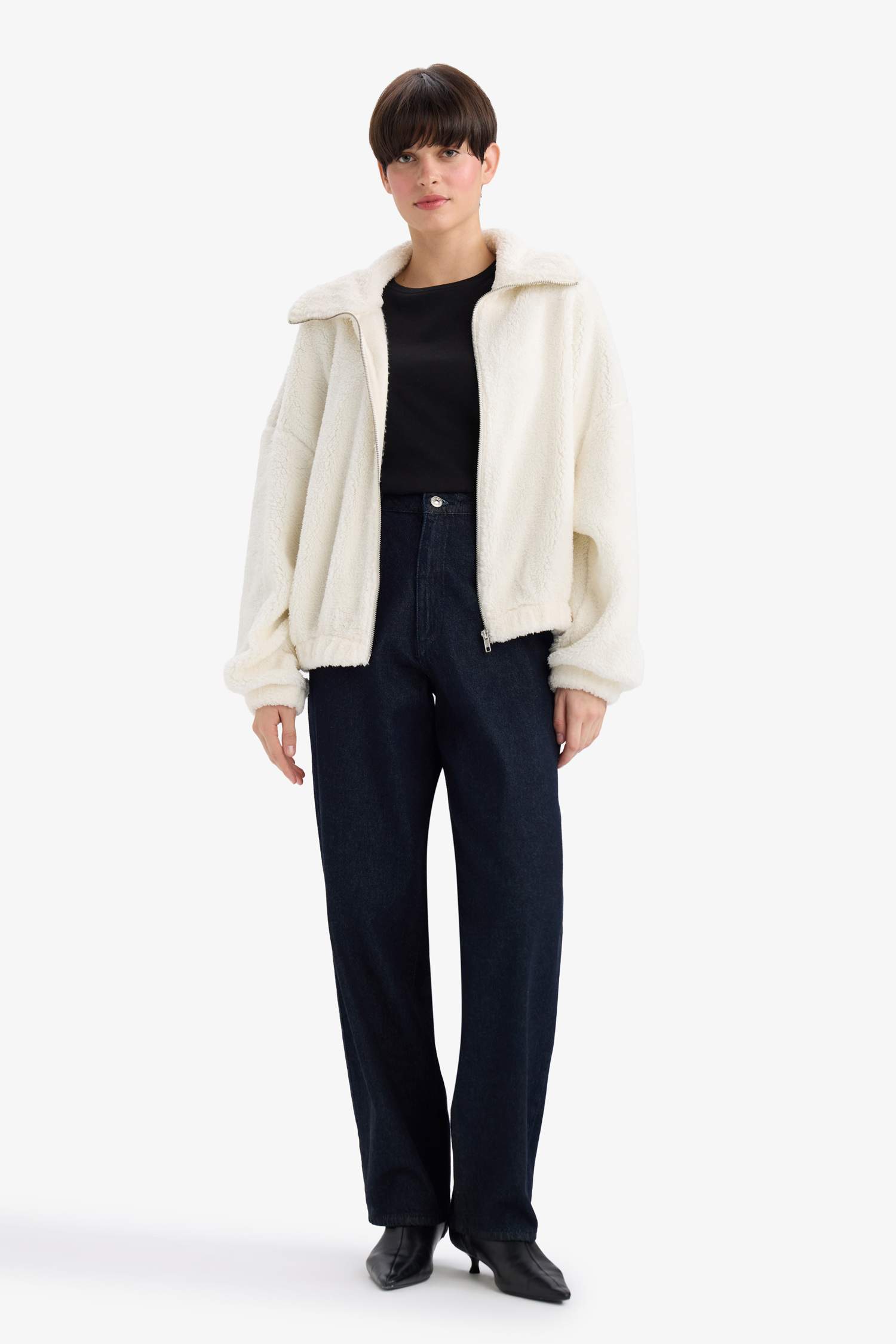 Oversize Fit Polo Neck Welsoft Plush Sweatshirt